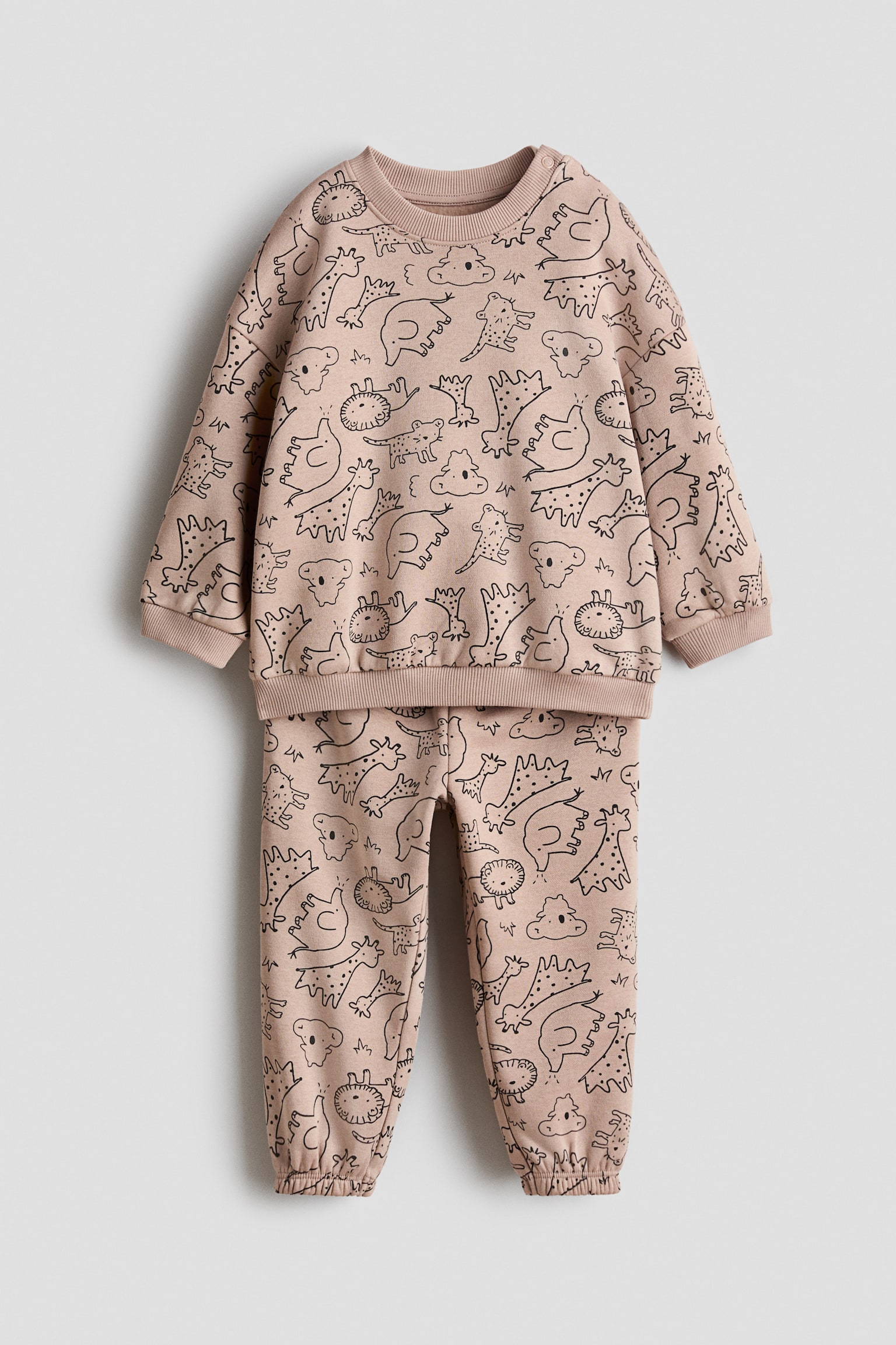 Tweedelige set van joggingstof met print - Beige/dieren/Donkergrijs/Always funday/Lichtgrijs/Oxford/Roomwit/voertuigen