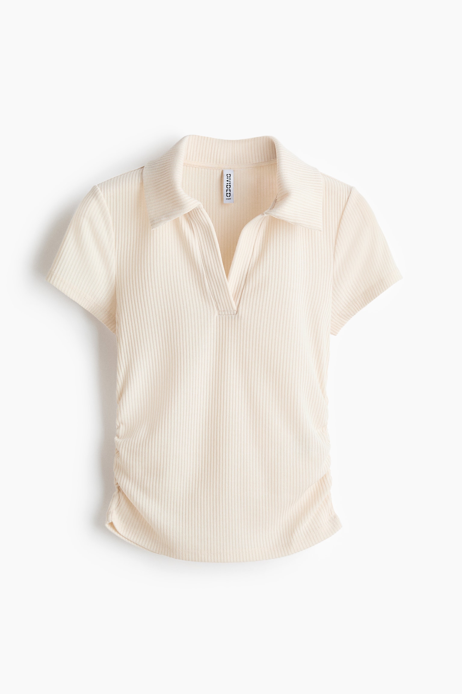 Ribbed collared top - Light beige/Dark blue/Light blue/Striped