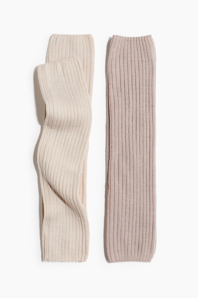 2-pack Rib-knit Leg Warmers - Cream/beige - 1