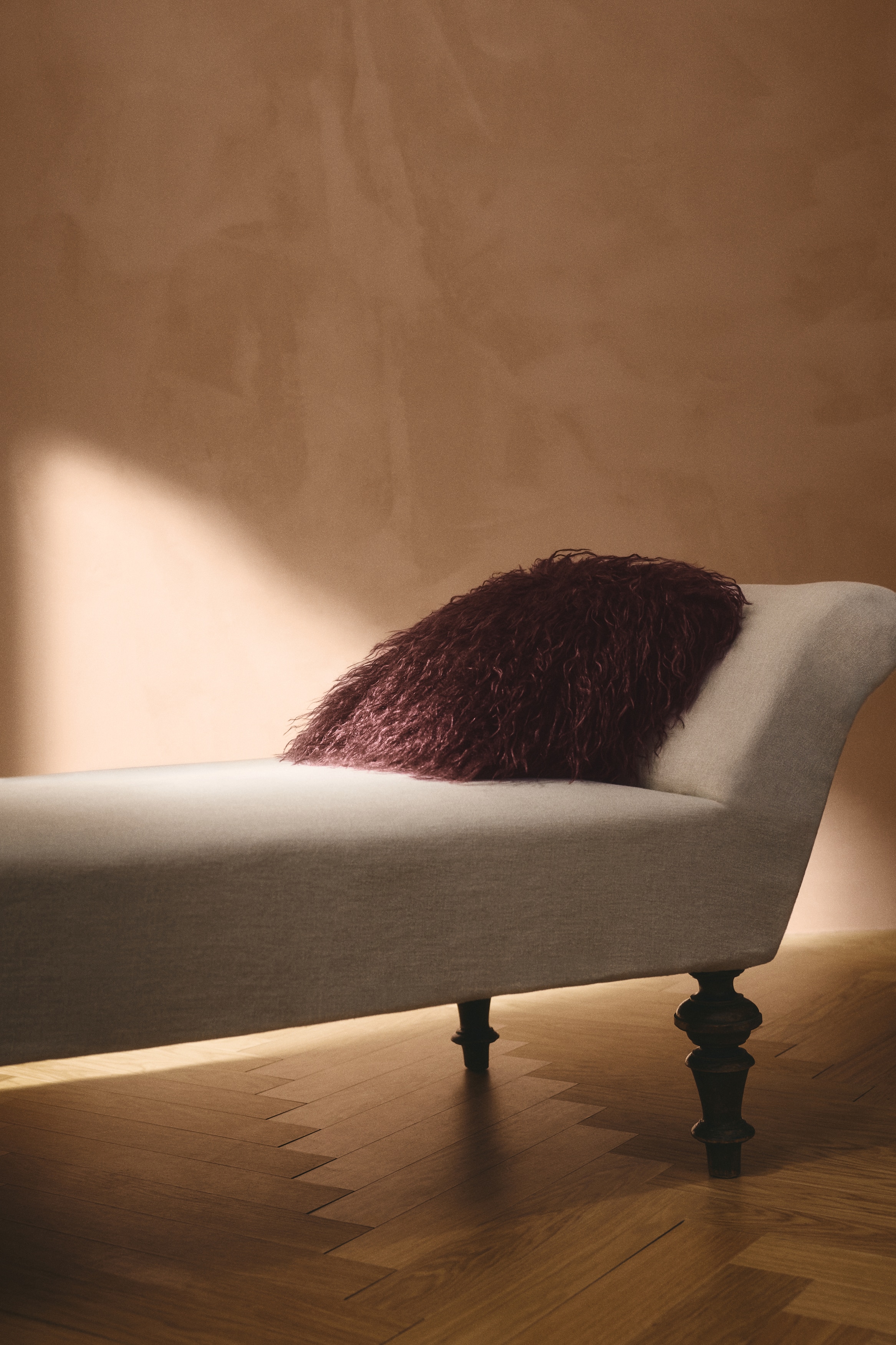 Fluffy Cushion Cover - Burgundy/Black/Orange