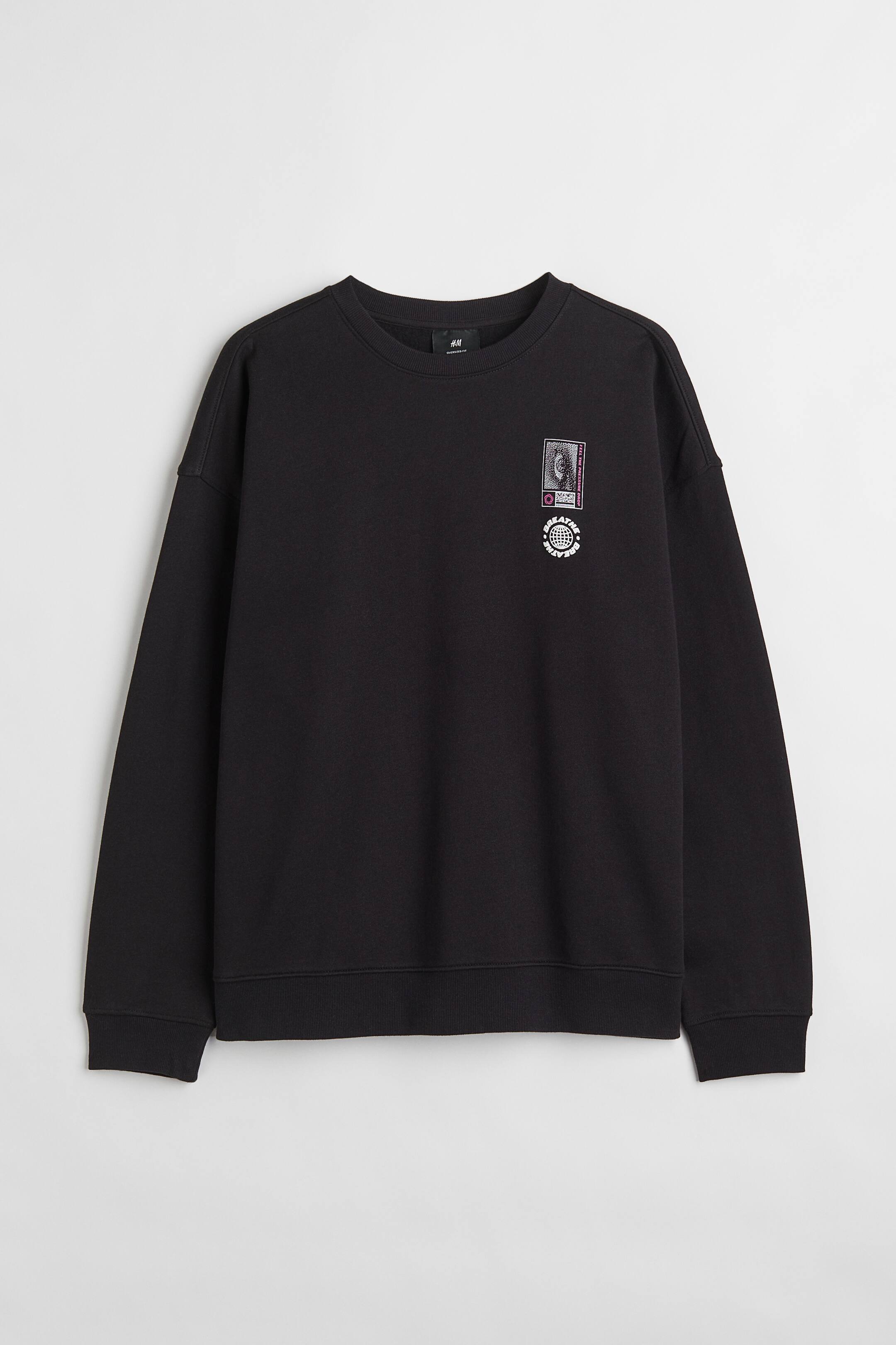 View larger image: Oversized printed sweatshirt - Black - Men | H&M 1