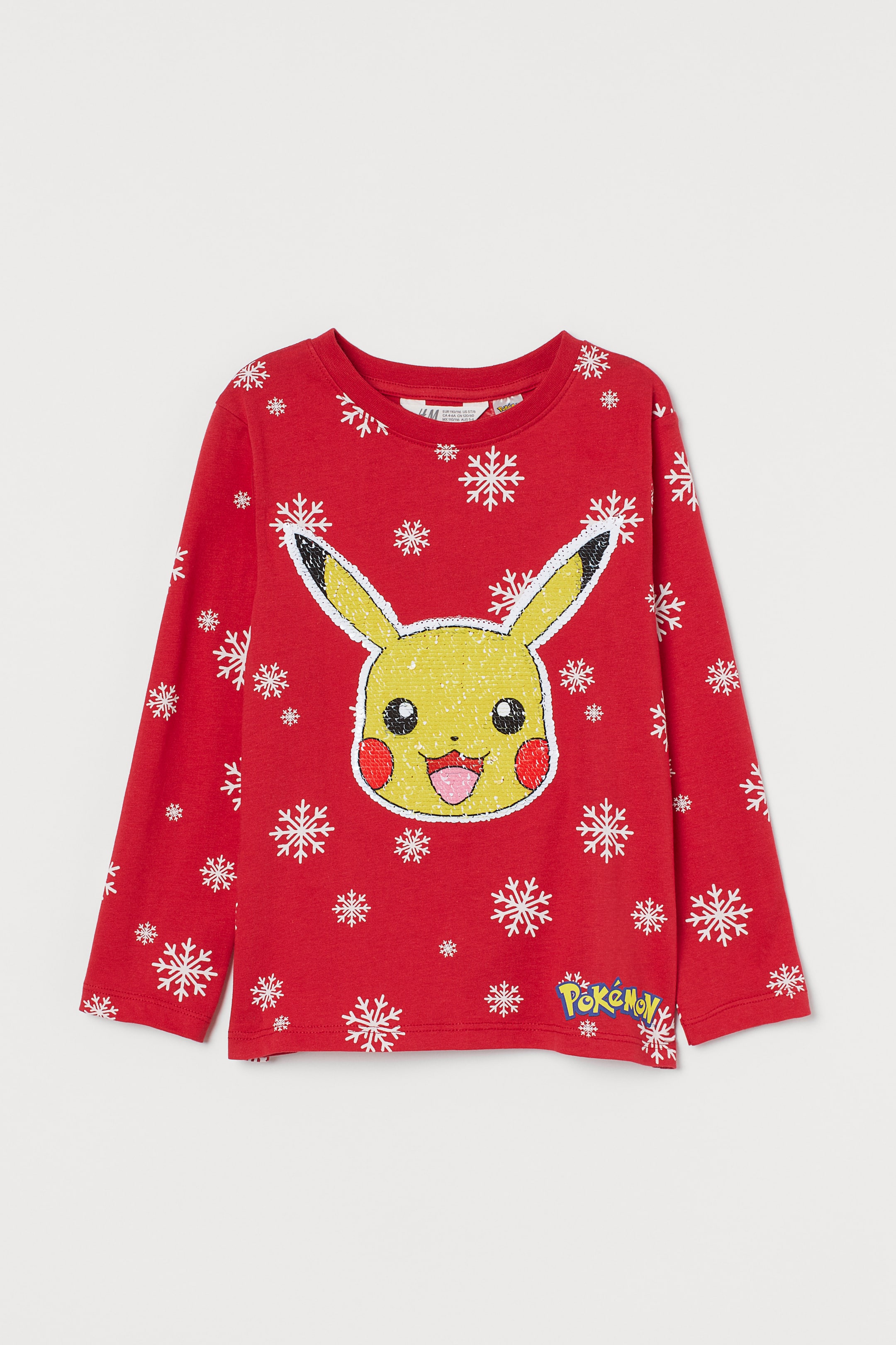 View larger image: Top with reversible sequins - Red/Pokémon - Kids | H&M HK 1