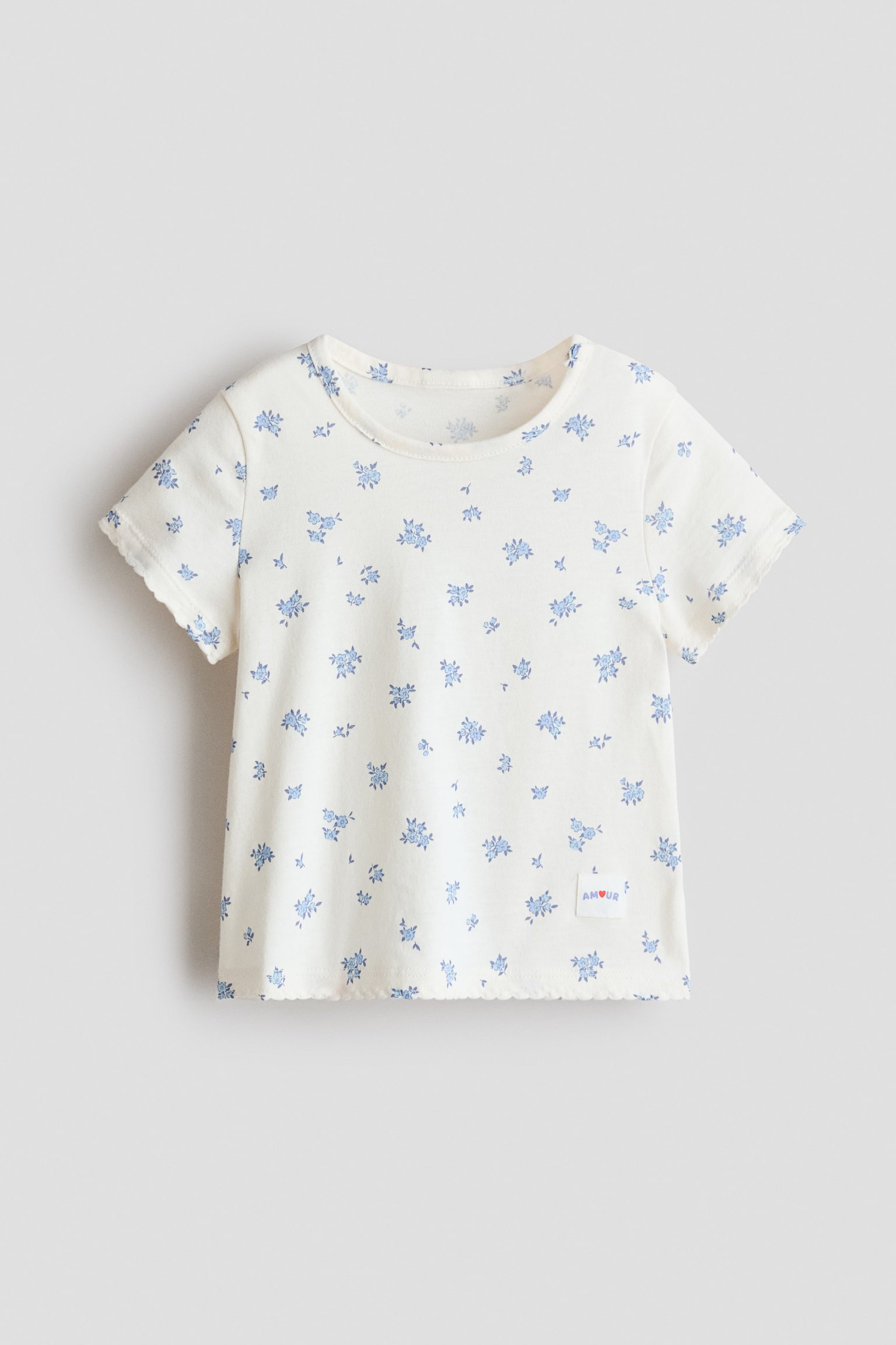 Katoenen top met print - Roomwit/bloemen/Lichtroze/Berry Cute/Geel/You and me