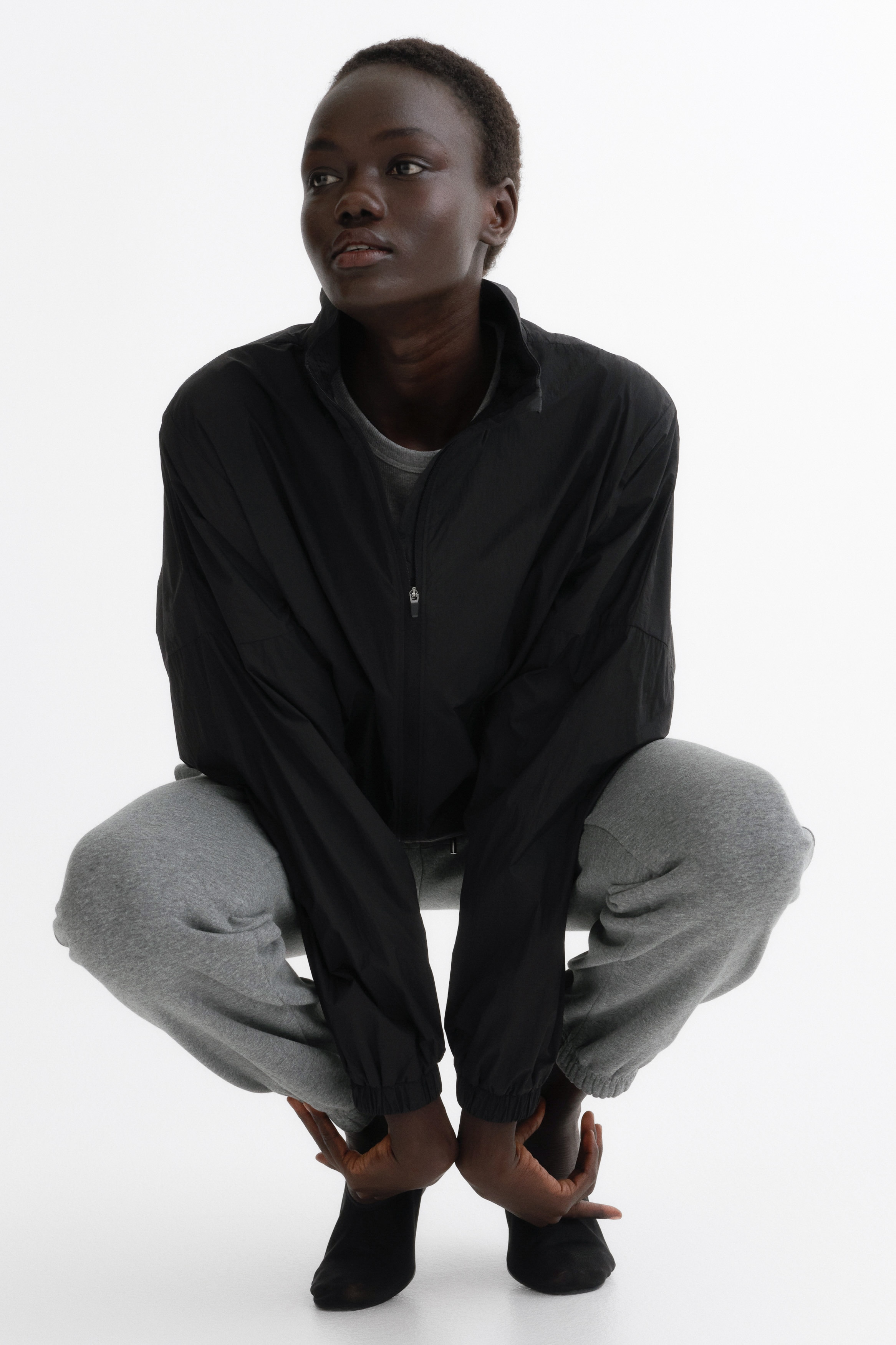 Sweatpants i bomullsmix - Gråmelerad/Ljusgråmelerad/Svart/Ljusgul/Mörk gråbeige