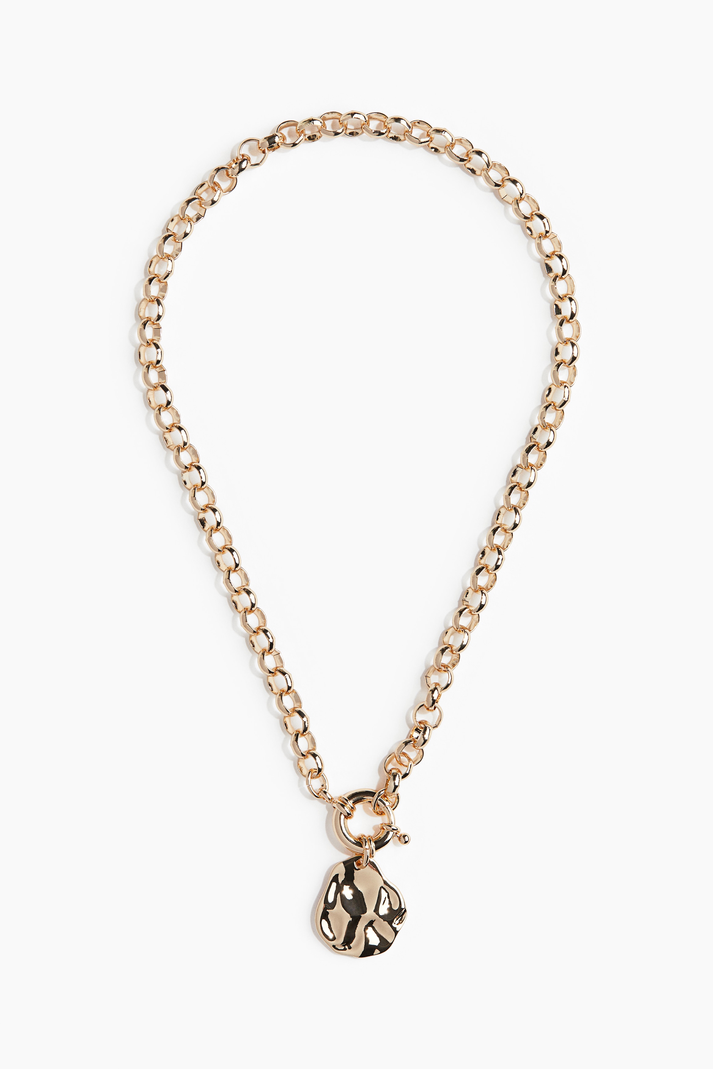 Колие от верижка с висулка-диск - Златист