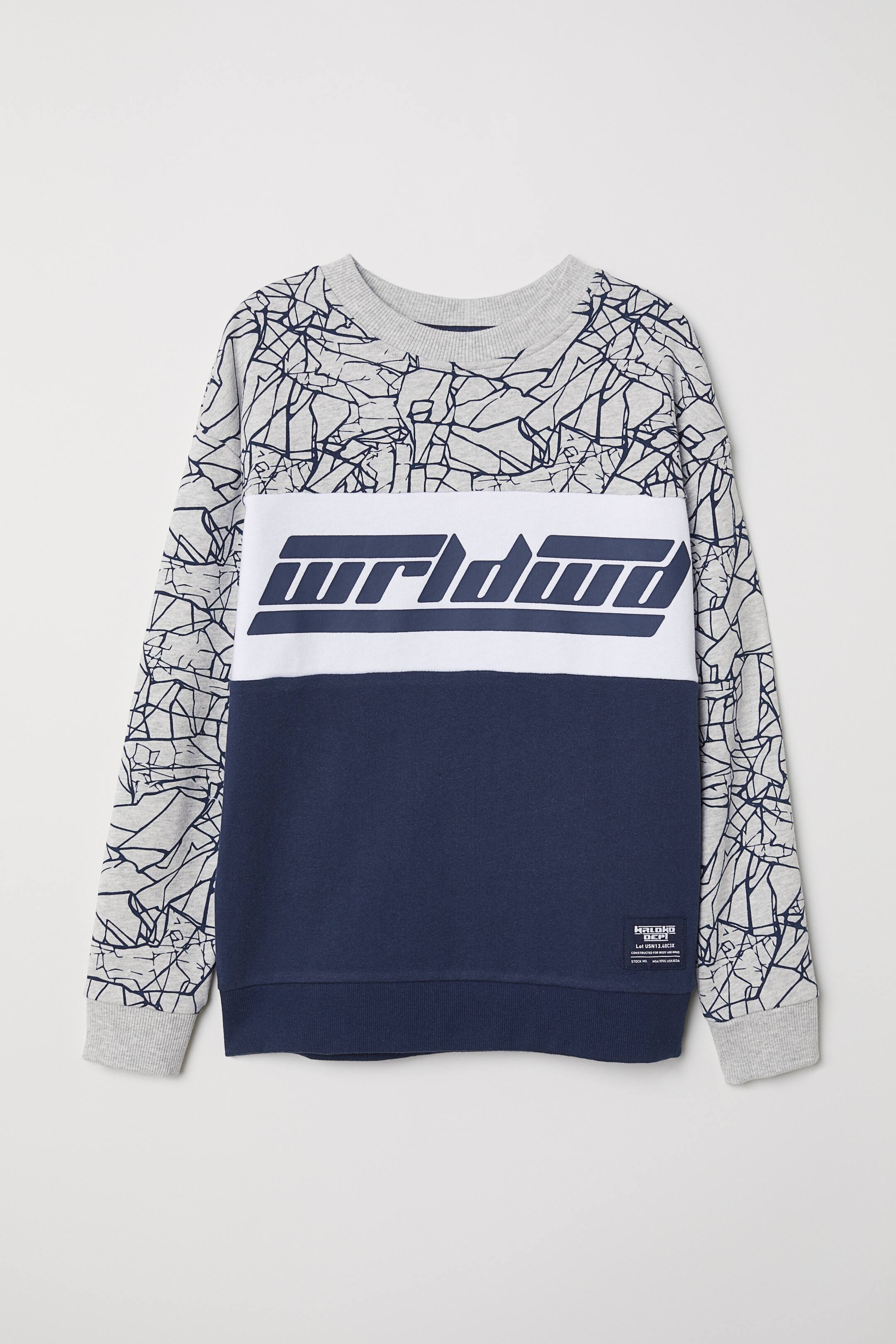 View larger image: Sweatshirt with a print motif - Grey marl/Block-coloured - Kids | H&M GB 1