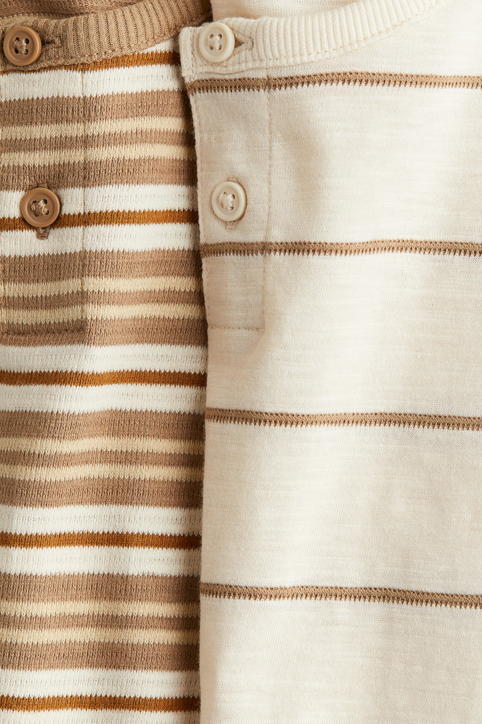 2-pack Henley tops - Brown/Striped - 2