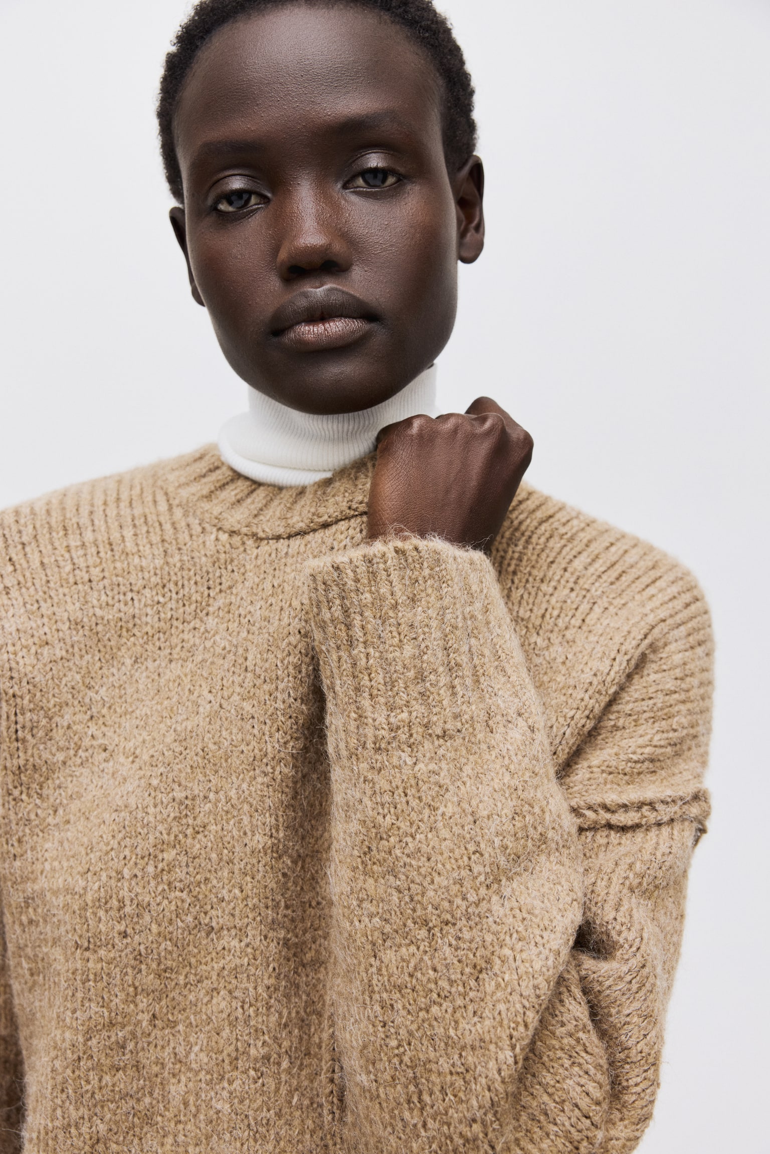 Oversized jumper - Beige marl/Light beige - 1