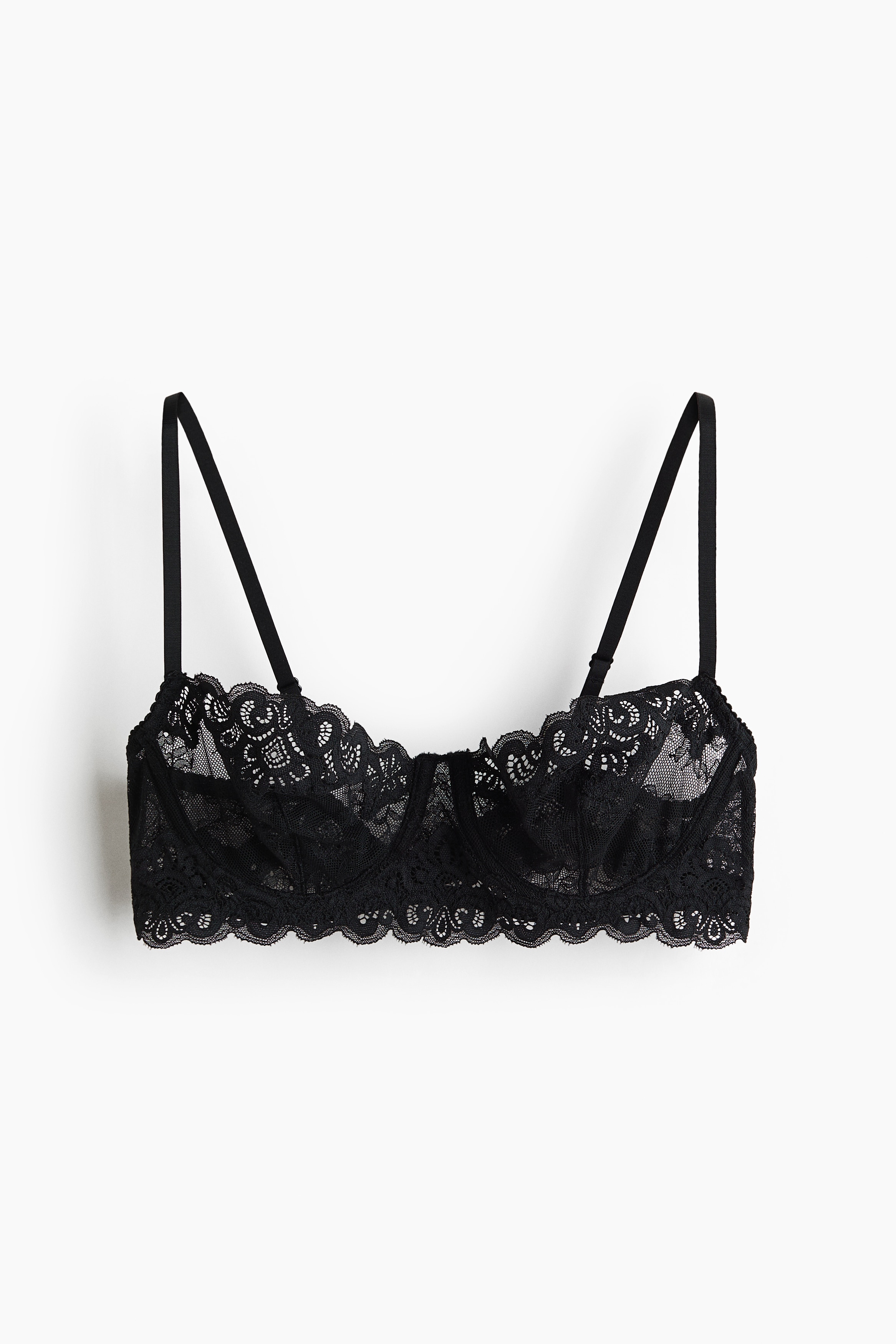 Underwire Lace Bra - Black/Pale beige