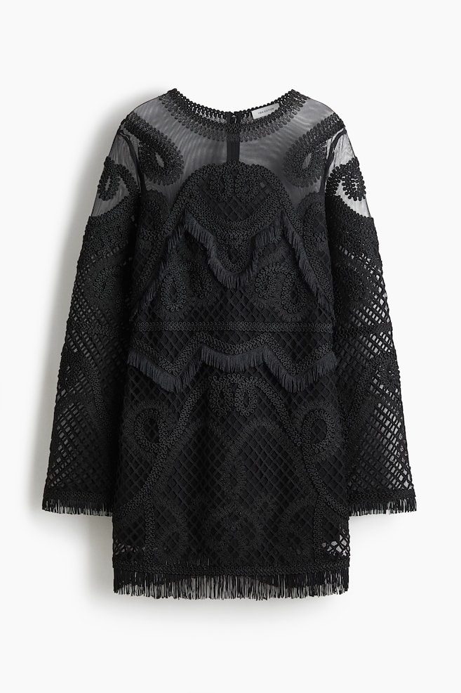Robe brodée en mesh - Black - 1