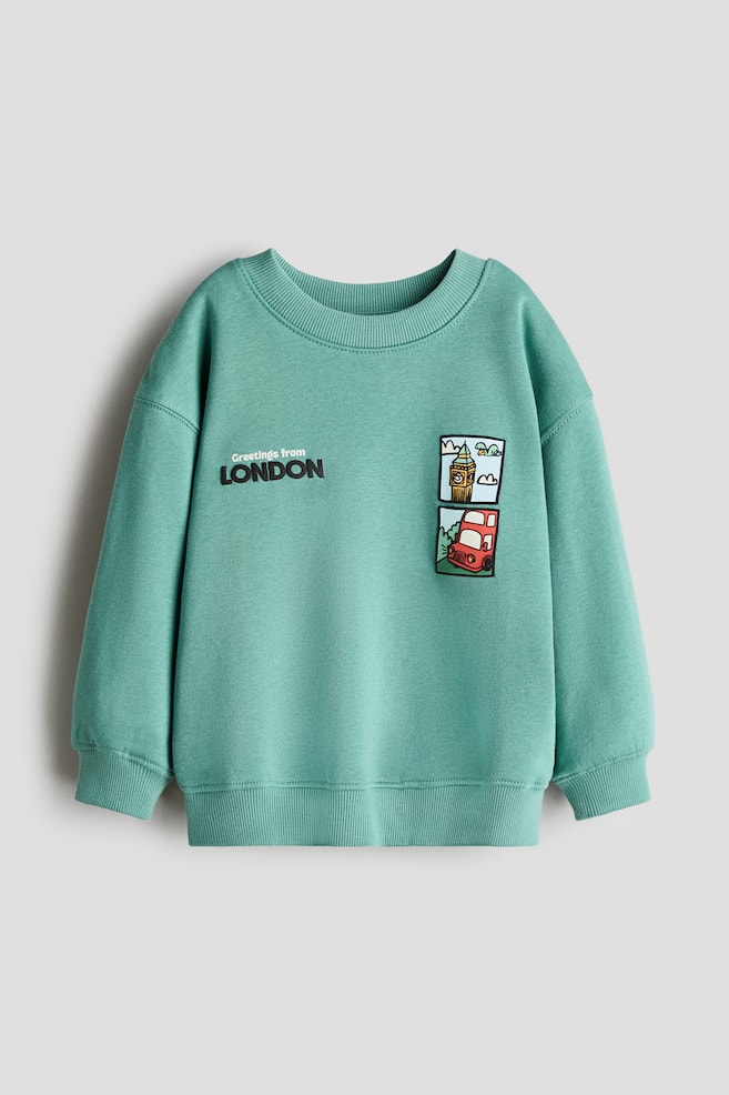 Printed Sweatshirt - Green/London/Navy blue/Club de Tennis/Navy blue/dinosaur/Light beige/sports/Dark green/dinosaur - 1