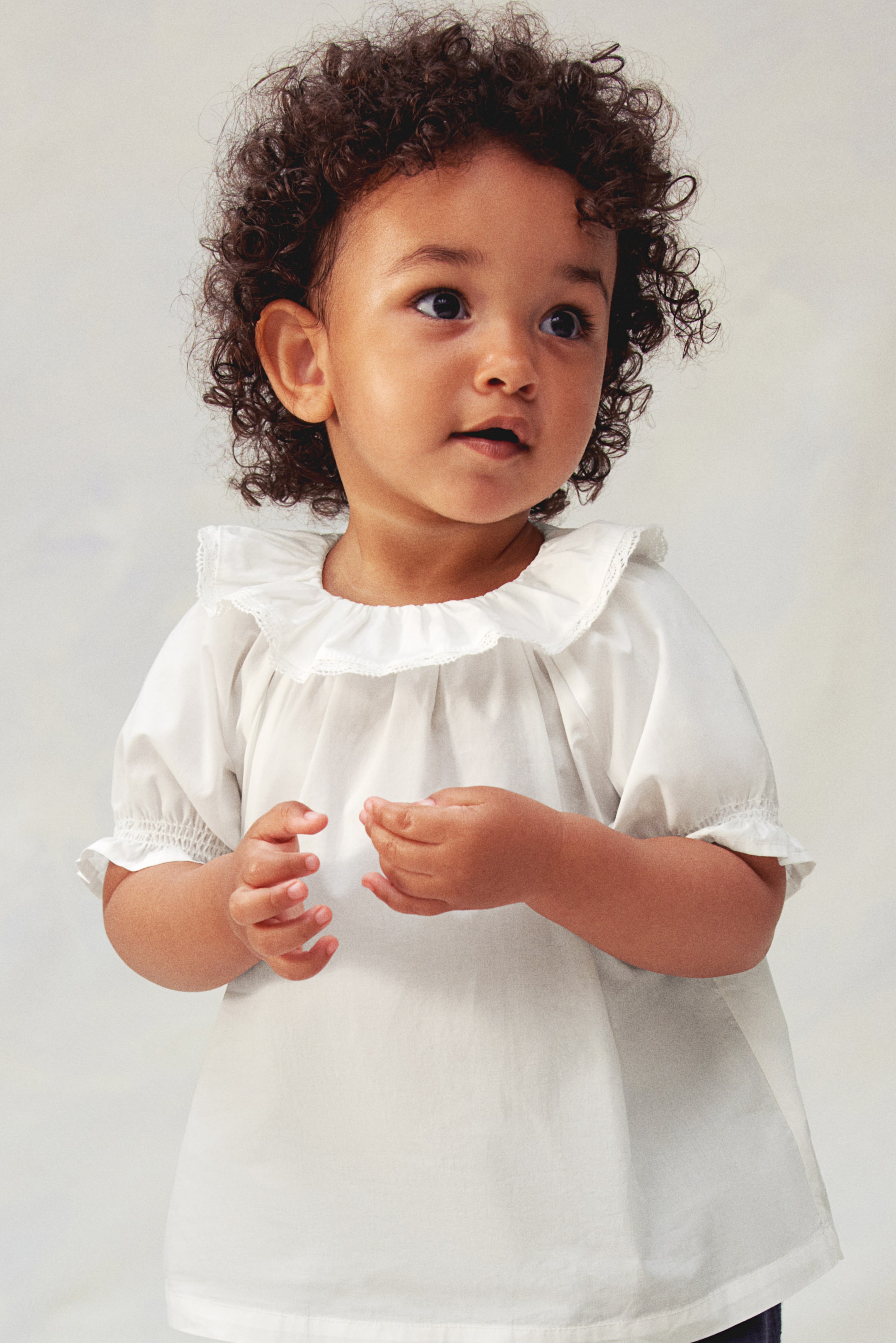 Cotton Blouse with Flounced Collar - White - Kids | H&M US