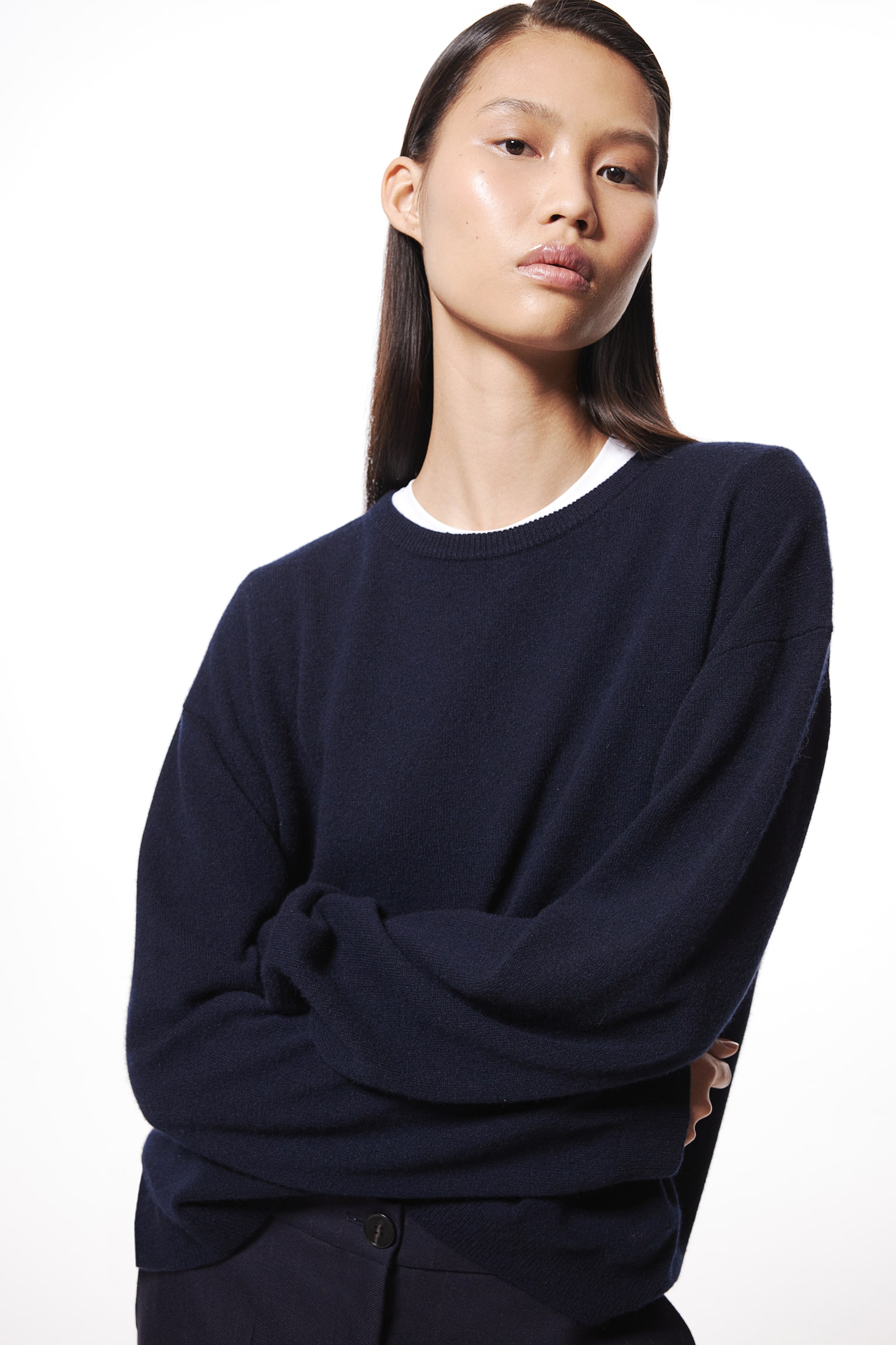 Fine-knit cashmere jumper - Navy blue/Black/Grey  marl/Cream/Red/Greige - 1