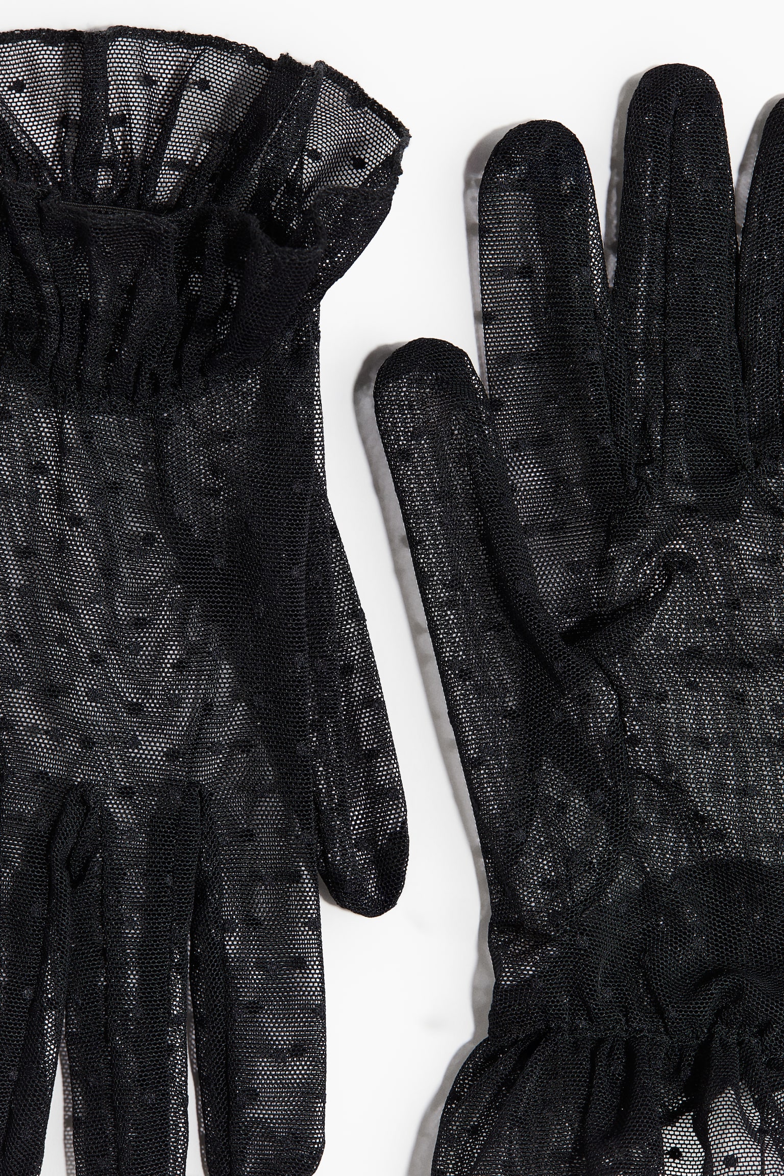 כפפות רשת עם וולנים - שחור - 3