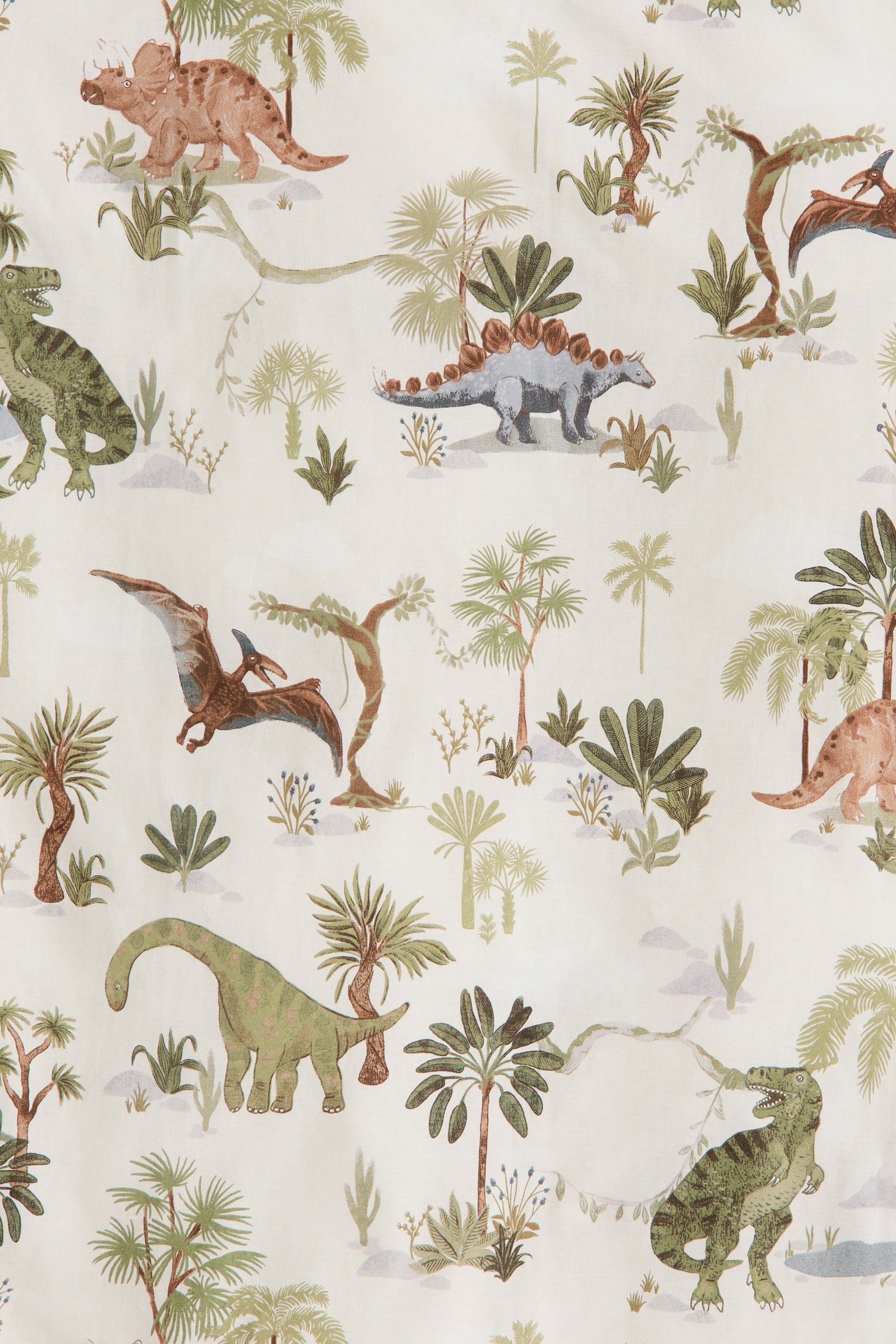 Patterned Cotton Fitted Sheet - Light beige/dinosaurs/Green/clover/Green/dinosaurs/White/dotted/Dusty rose/small flowers/Dark blue/patterned - 2