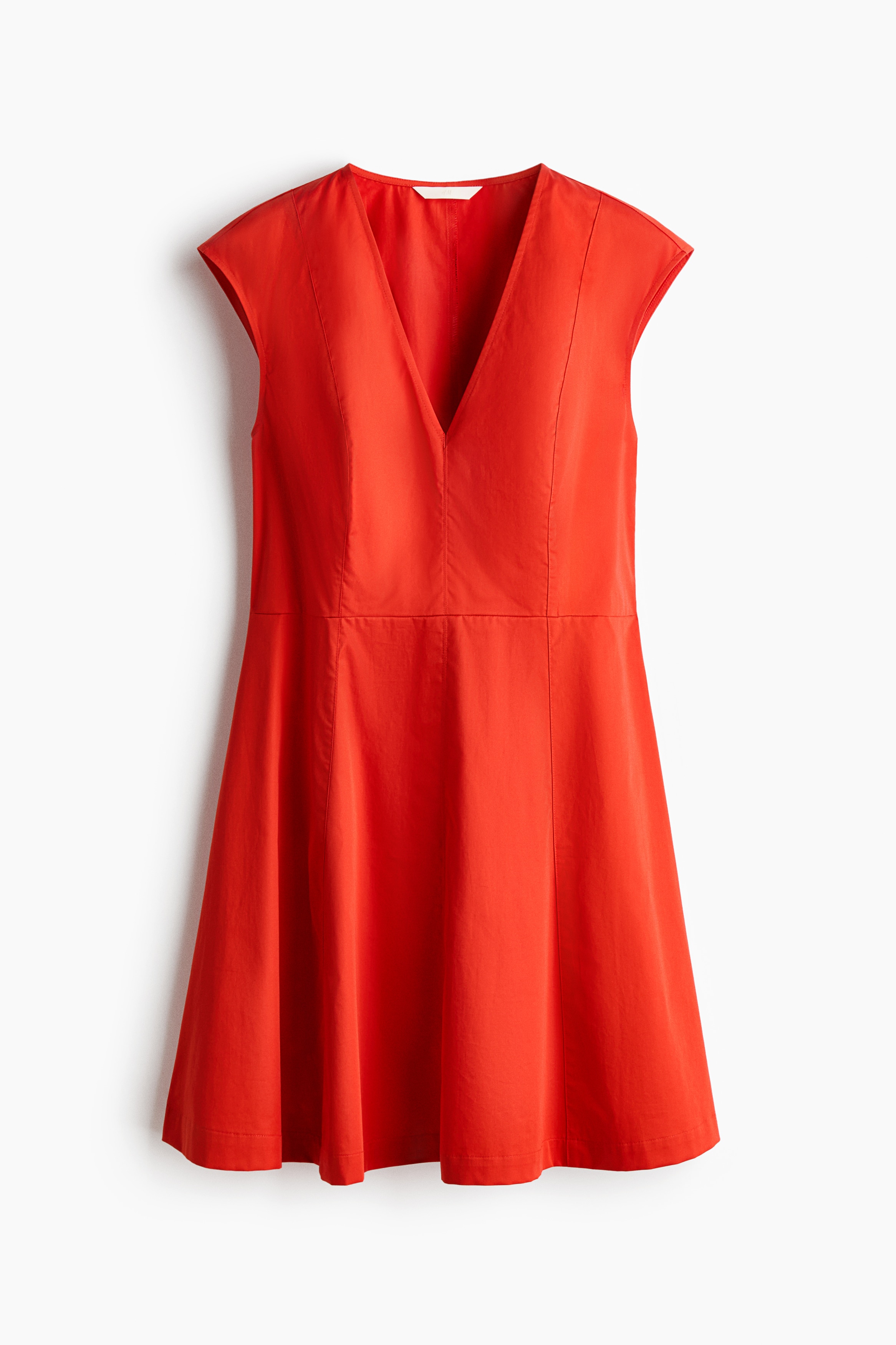 Cotton Poplin Dress - Bright red/Dark brown