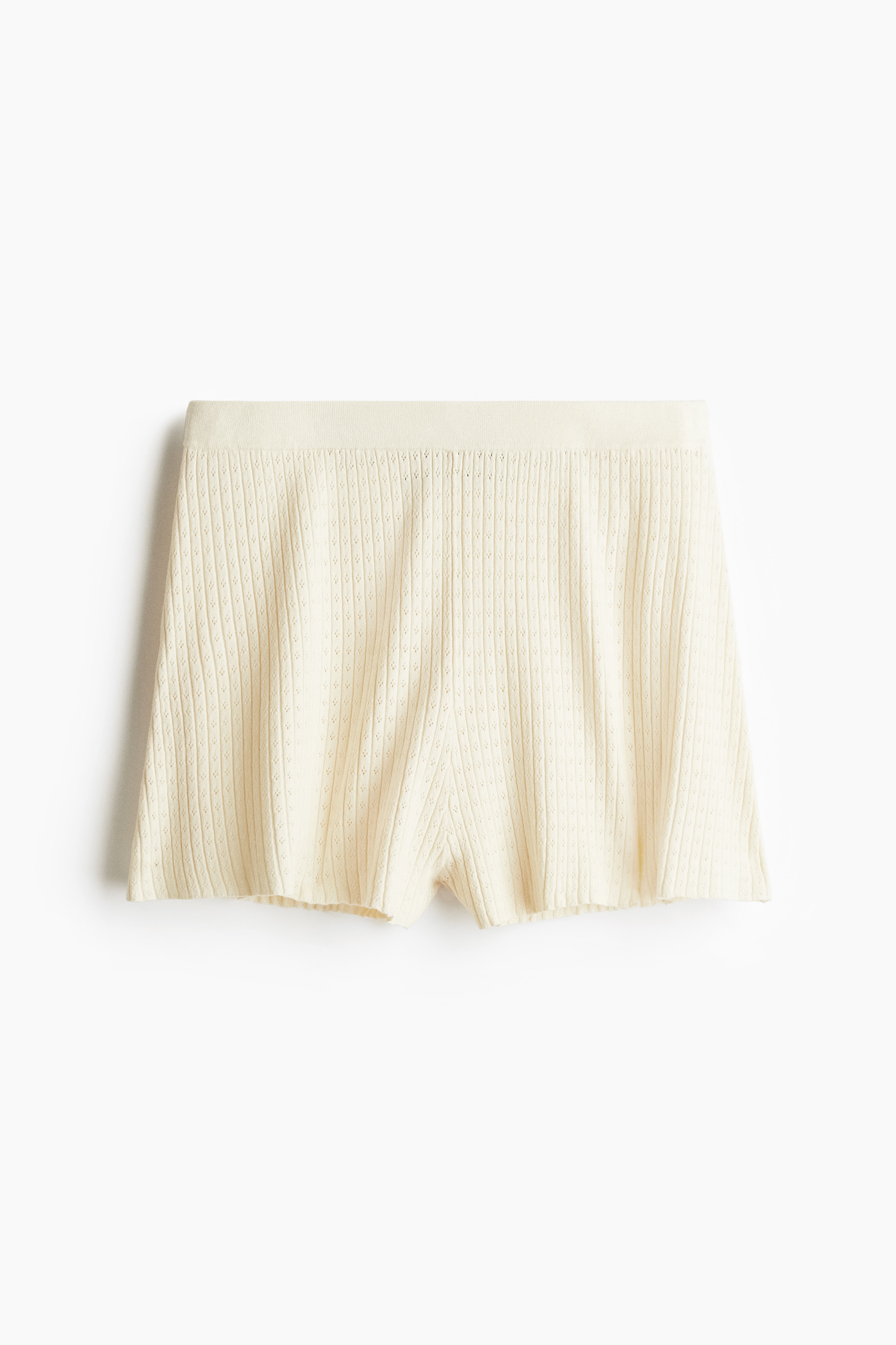 Σορτς με τρυπητή πλέξη - Κρεμ