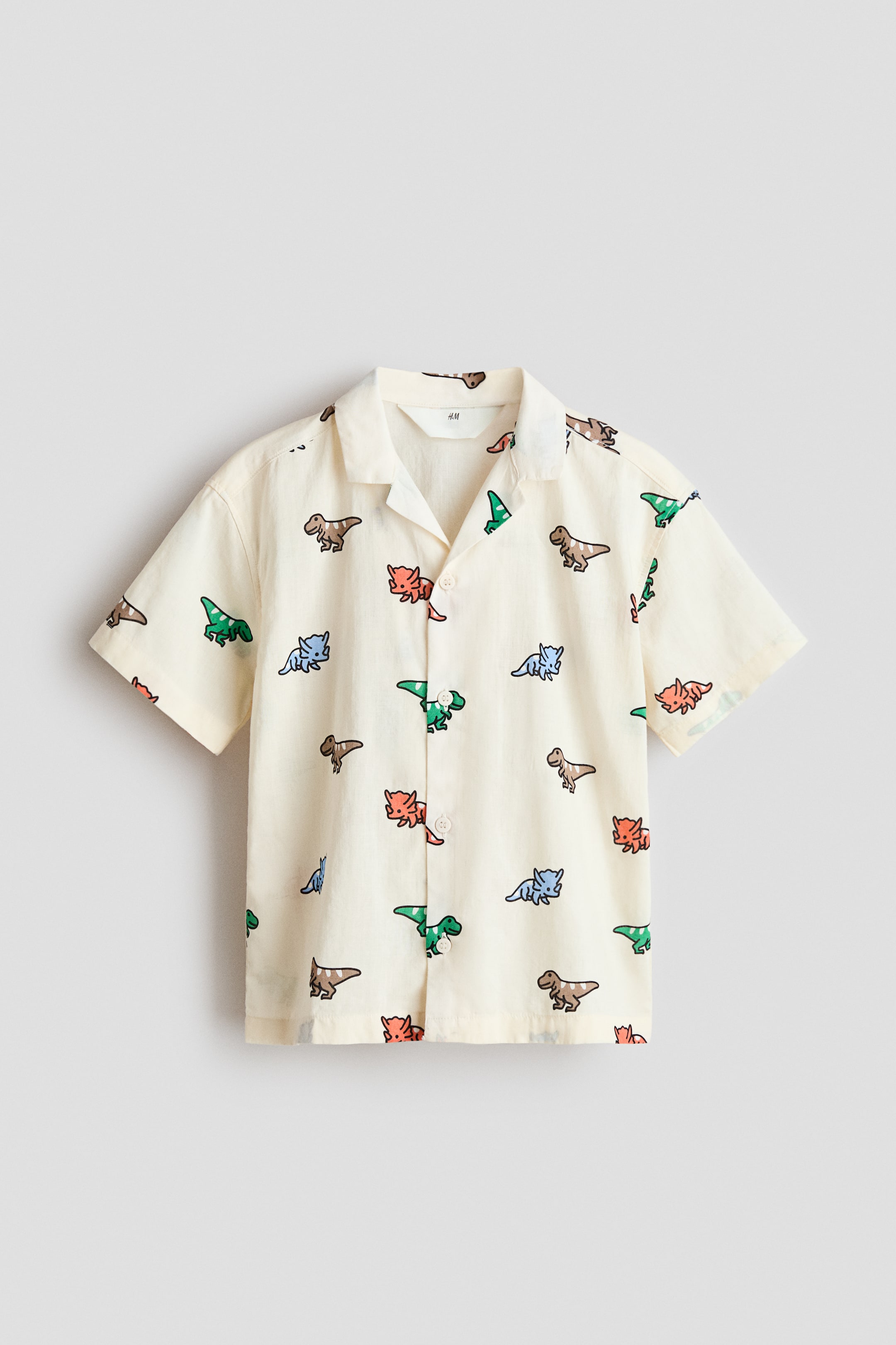 View larger image: Printed resort shirt - Light beige/Dinosaurs - Kids | H&M HK 1
