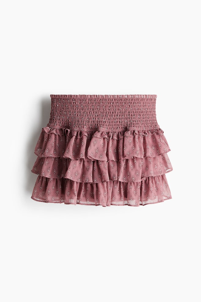 Tiered mini skirt - Dusty pink/Patterned/Light yellow/Paisley-patterned - 1