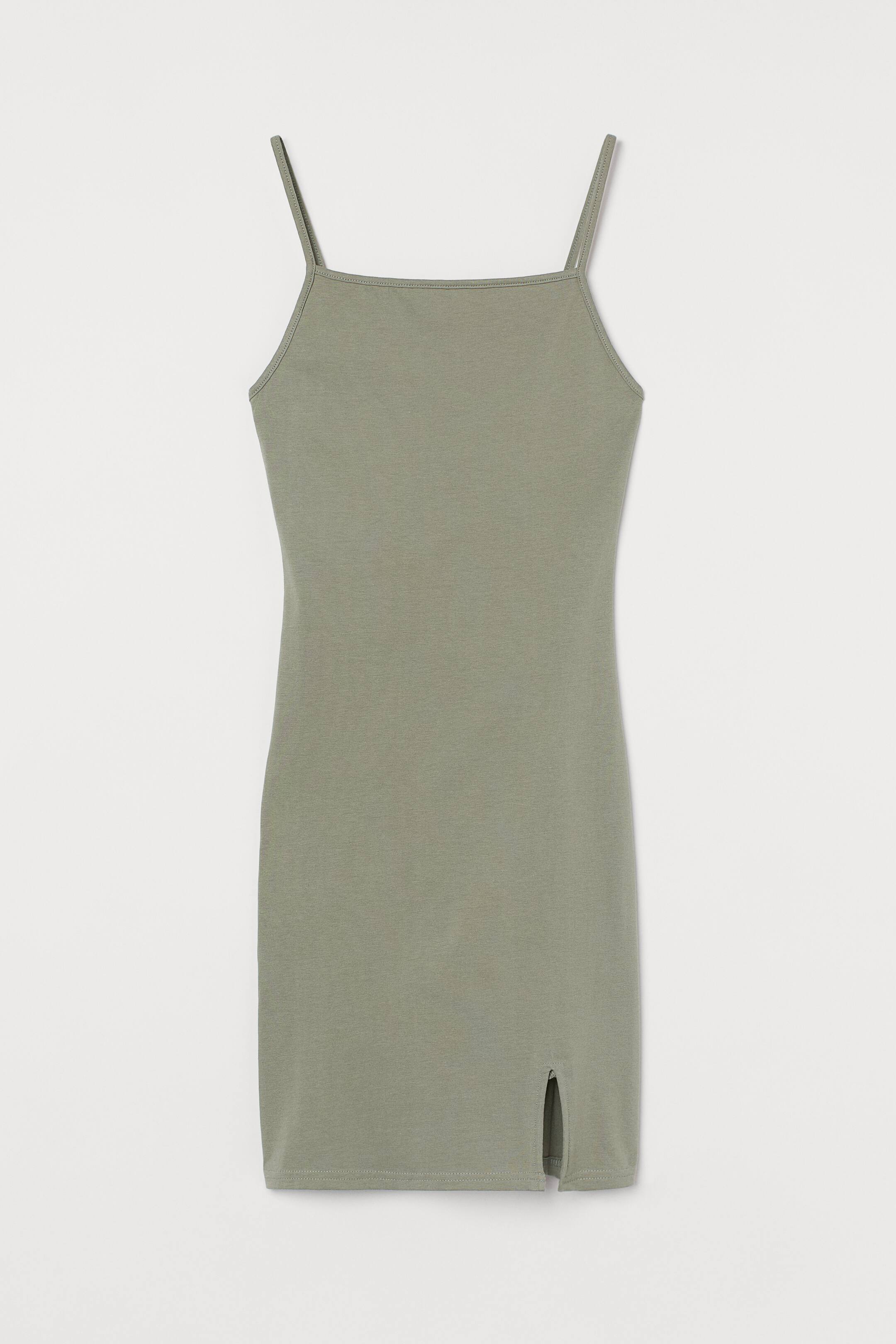 Fitted Jersey Dress - Light khaki green - Ladies | H&M US