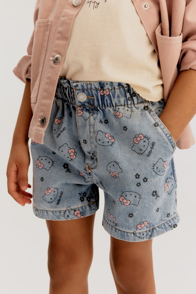 Loose Fit Denim Shorts Light denim blue/Hello Kitty Kids H&M US
