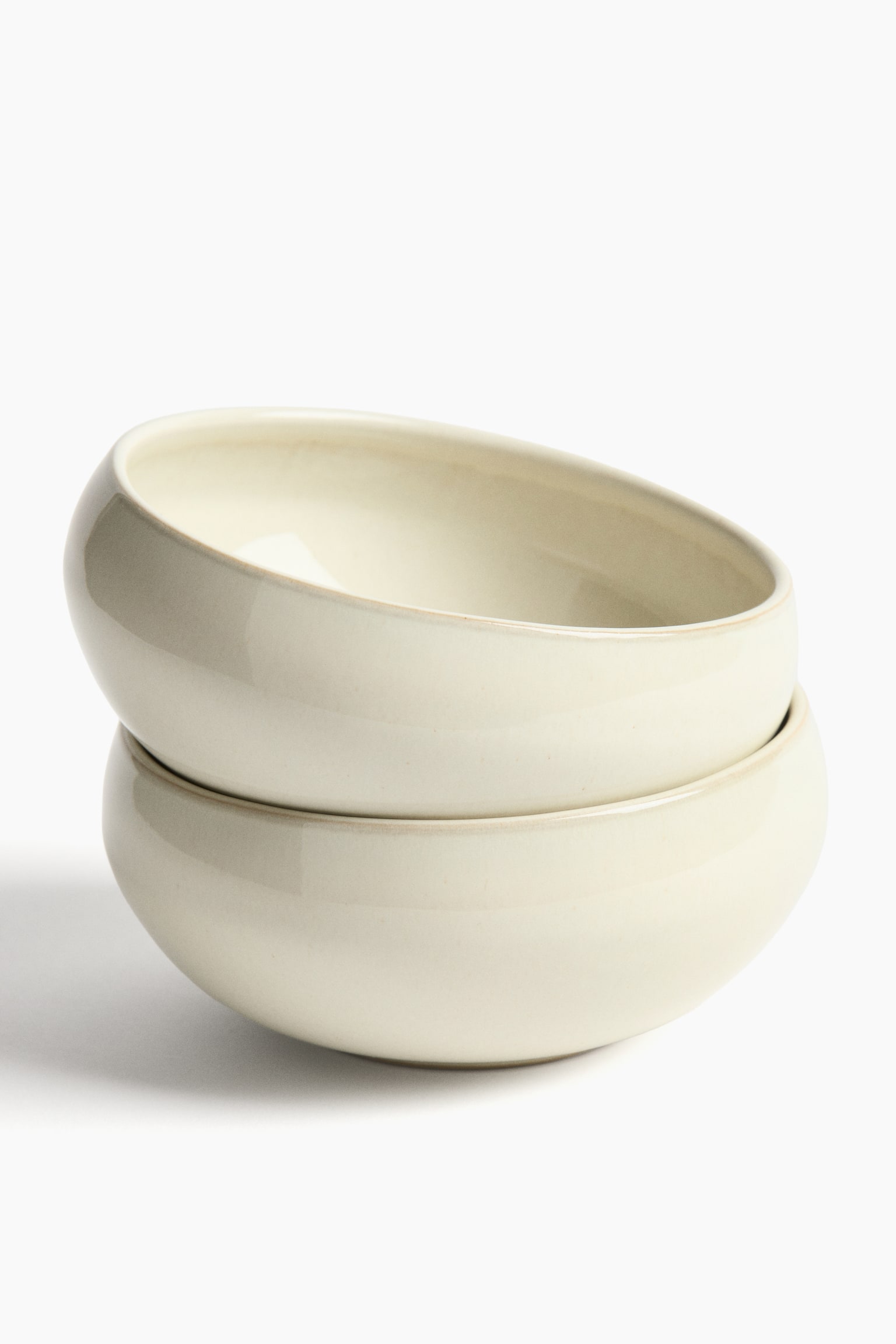 2-pak serveringsskål i stentøj - Hvid/Grøn - 4