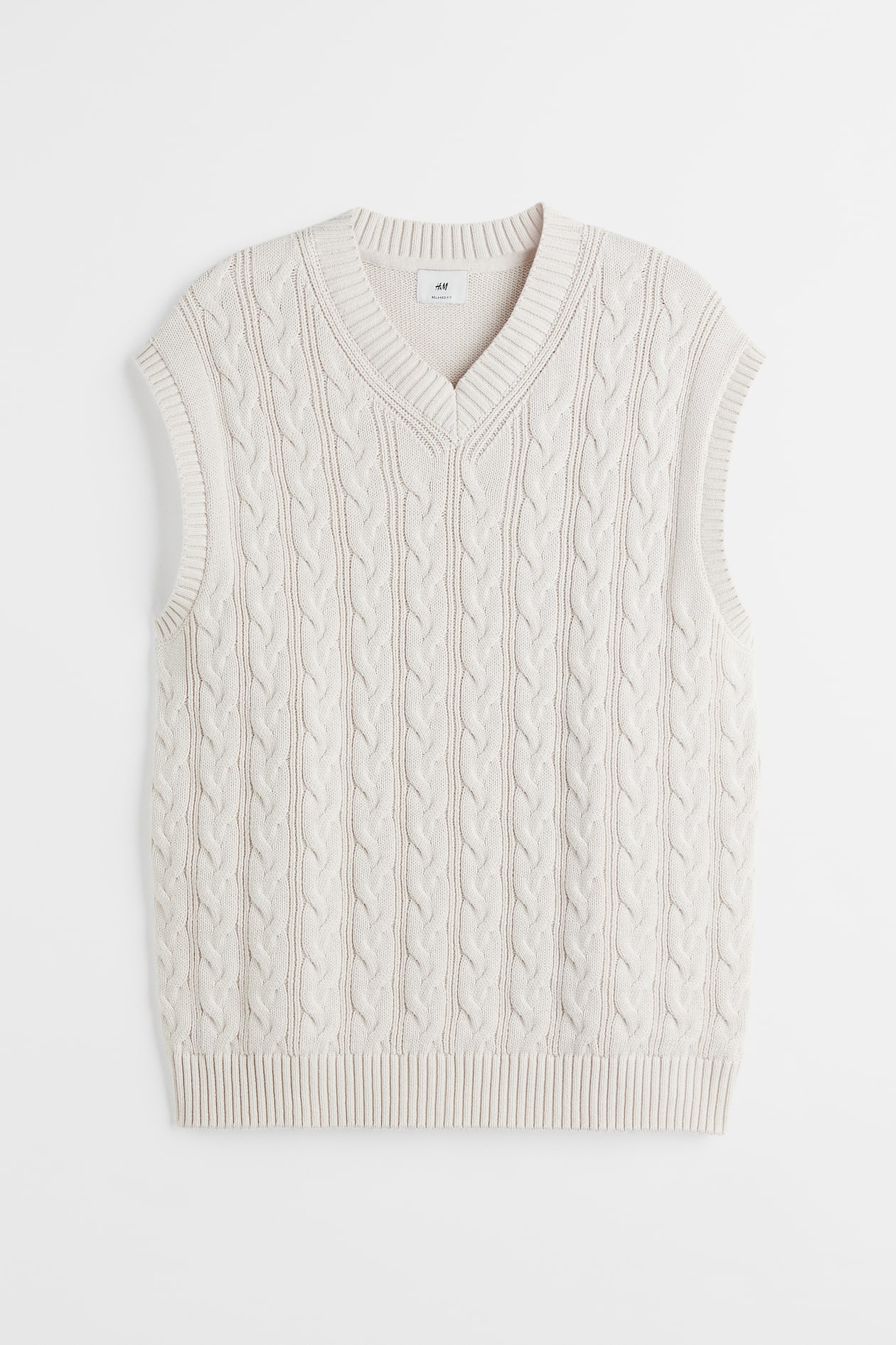 Relaxed Fit Cable-knit Sweater Vest - Light beige - Men | H&M CA