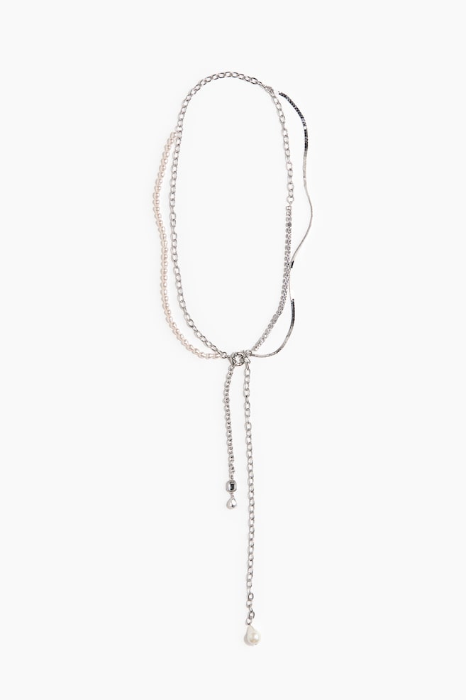 Gelaagde ceintuurketting - Zilverkleurig/roomwit - 1