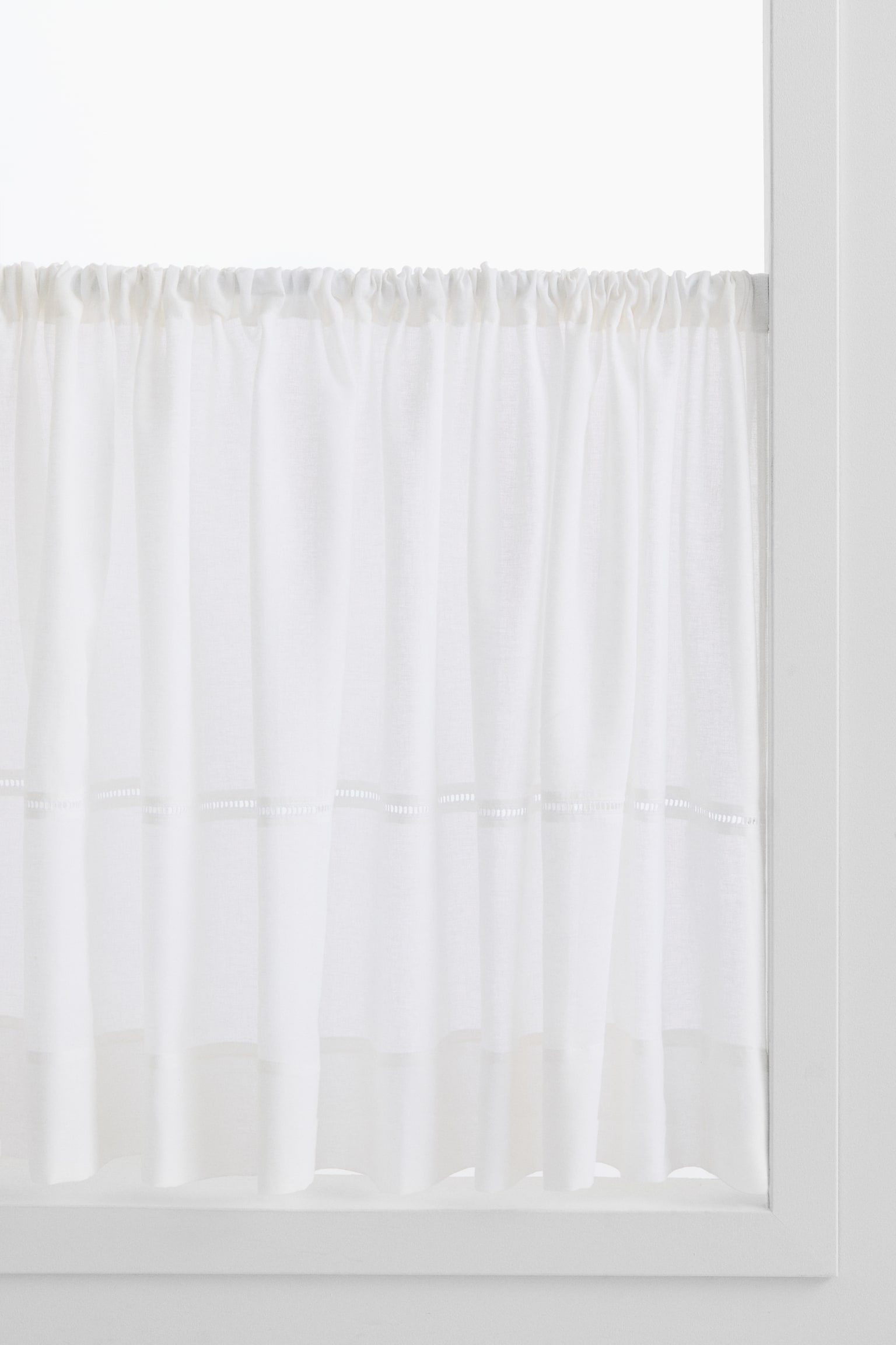 Linen-Blend Café Curtain - White
