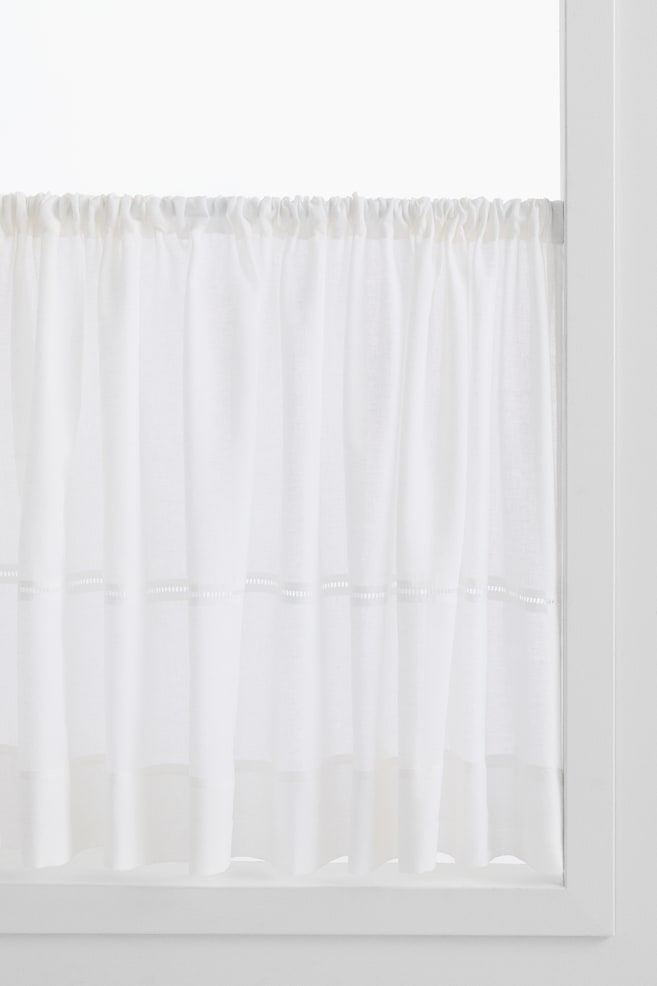 Linen-blend café curtain - White - 1