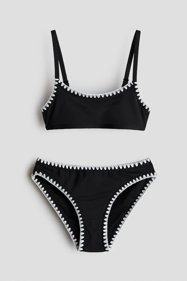 Embroidered bikini - Black - 1