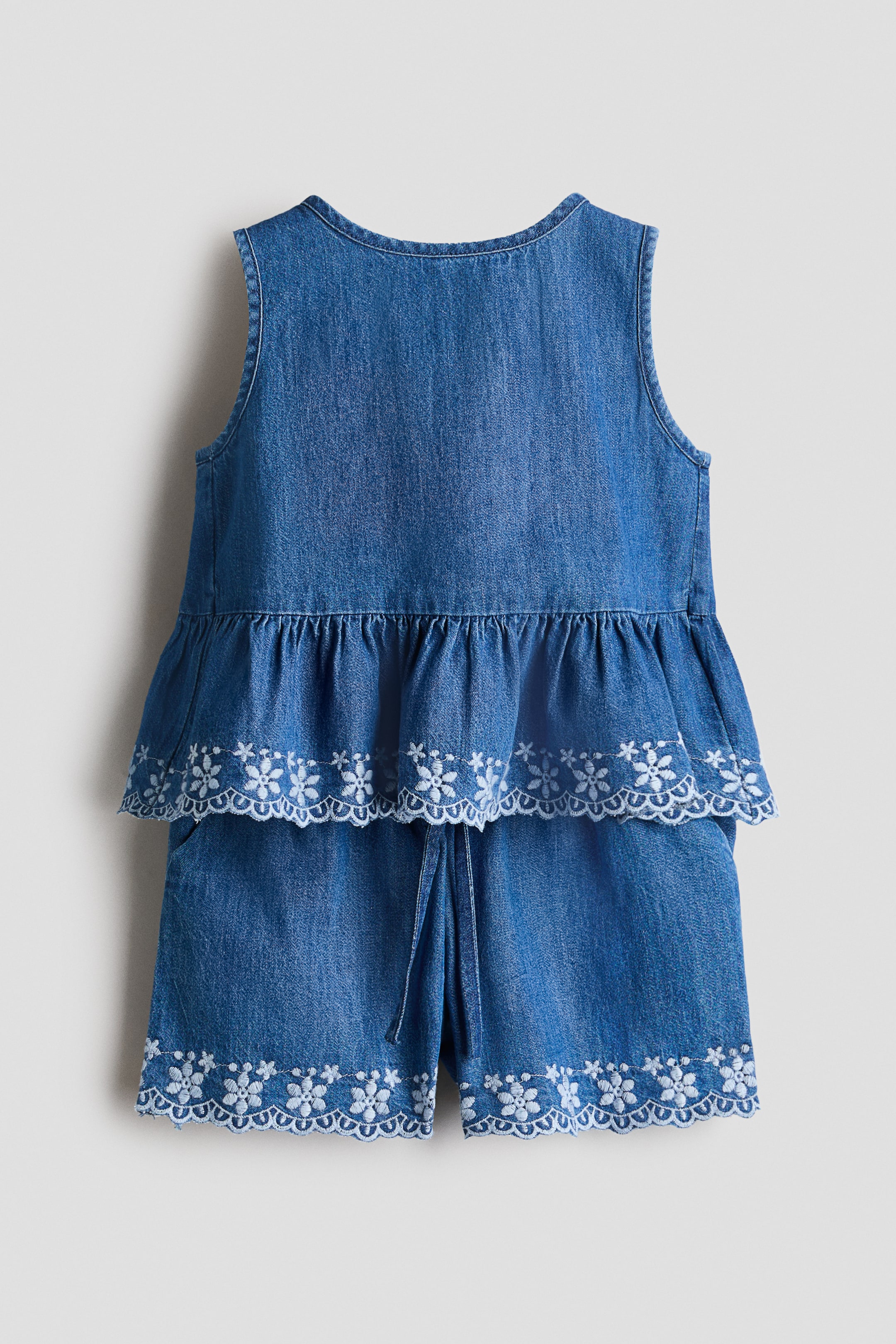 2-Piece Embroidered Cotton Denim Set