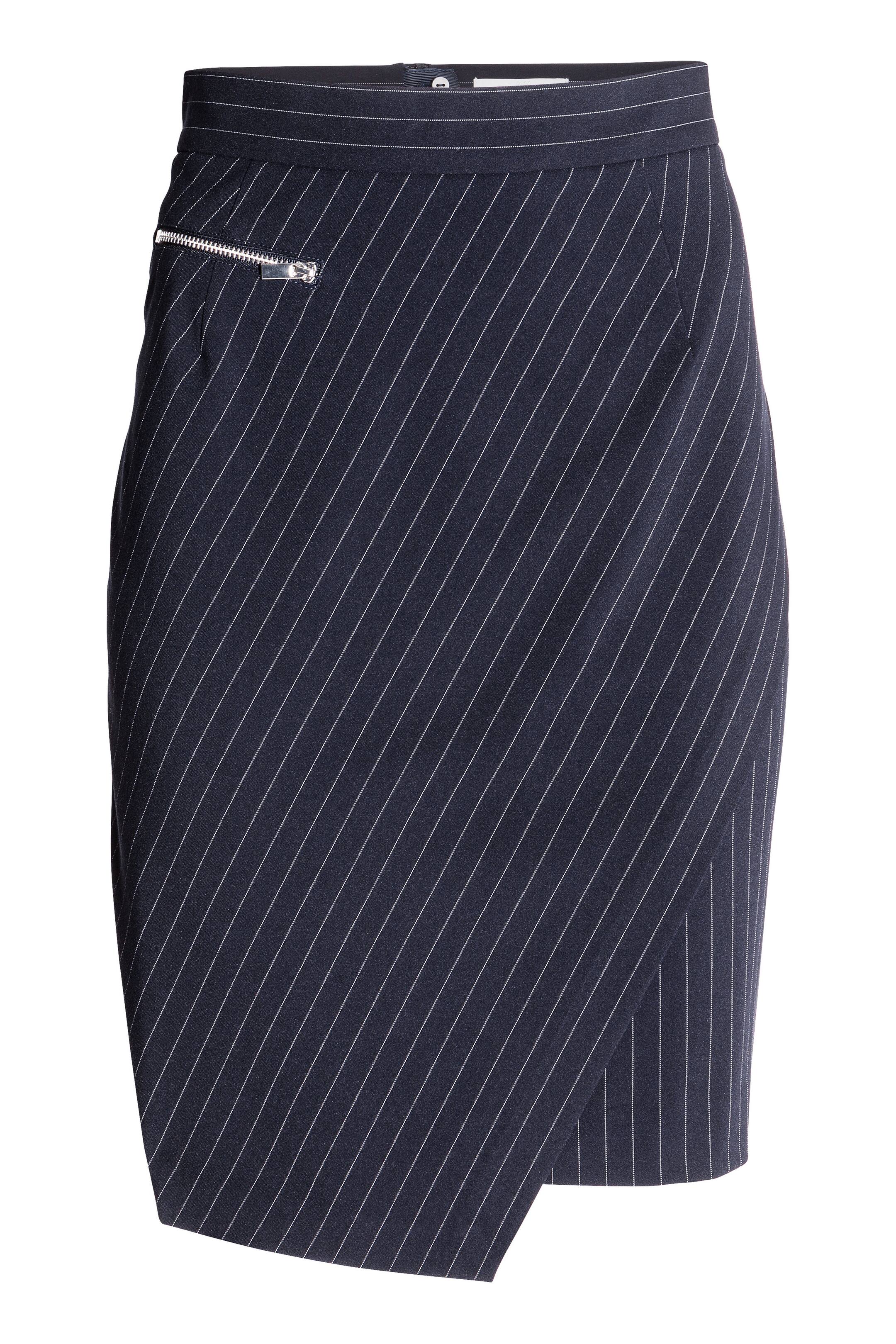 View larger image: Pinstripe skirt - Dark blue/Pinstriped - Ladies | H&M GB 1