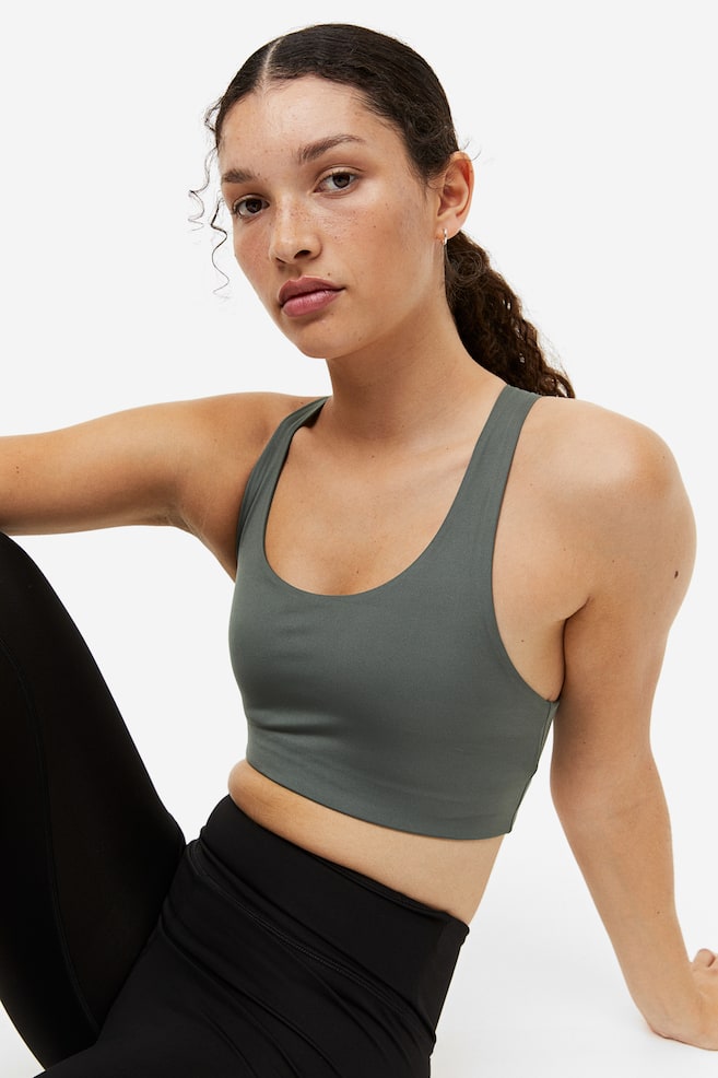 DryMove™ Medium Support Sports bra - Dark khaki green/Black/White/Pink/dc - 1