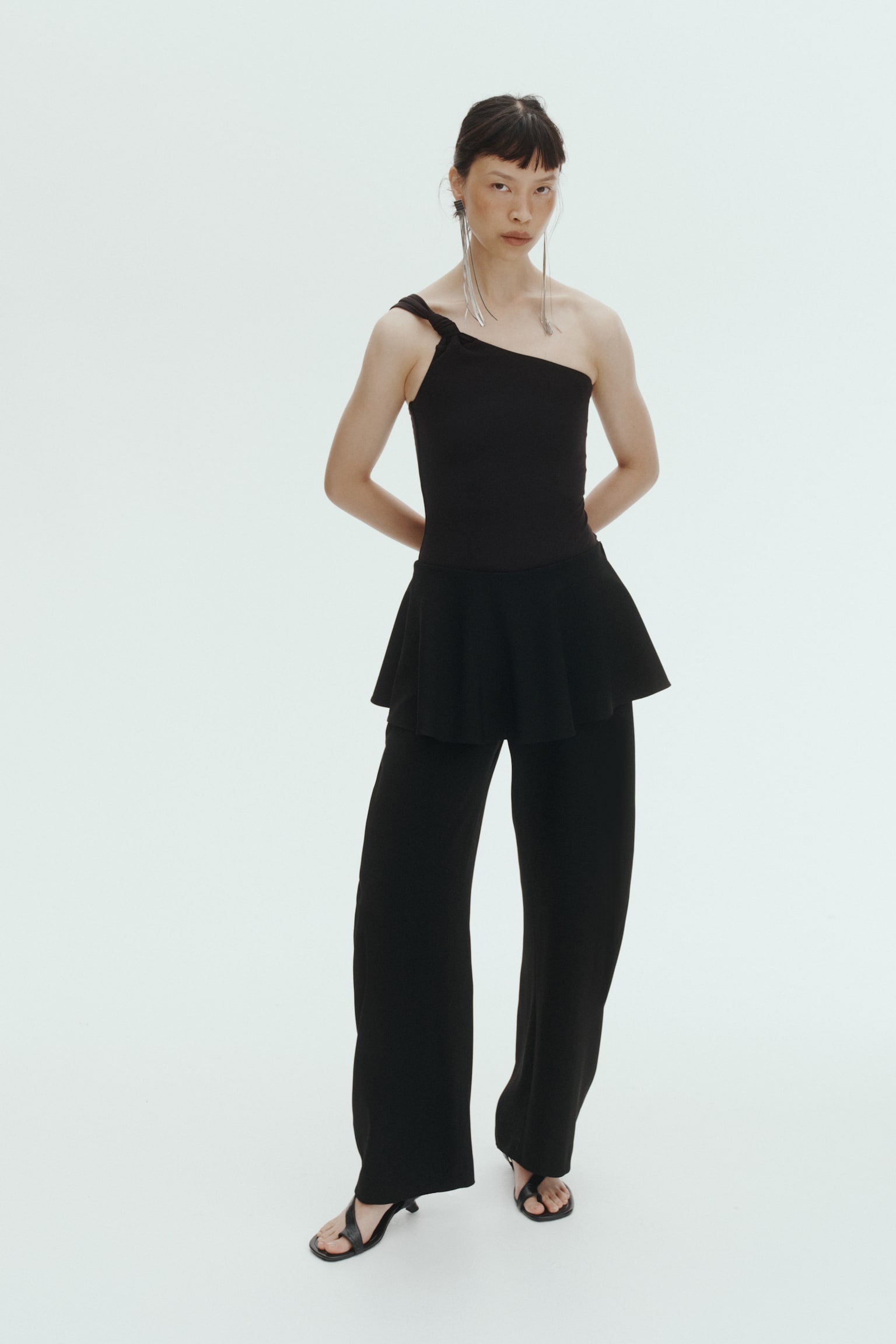 One-shoulder thong body-Black - 6