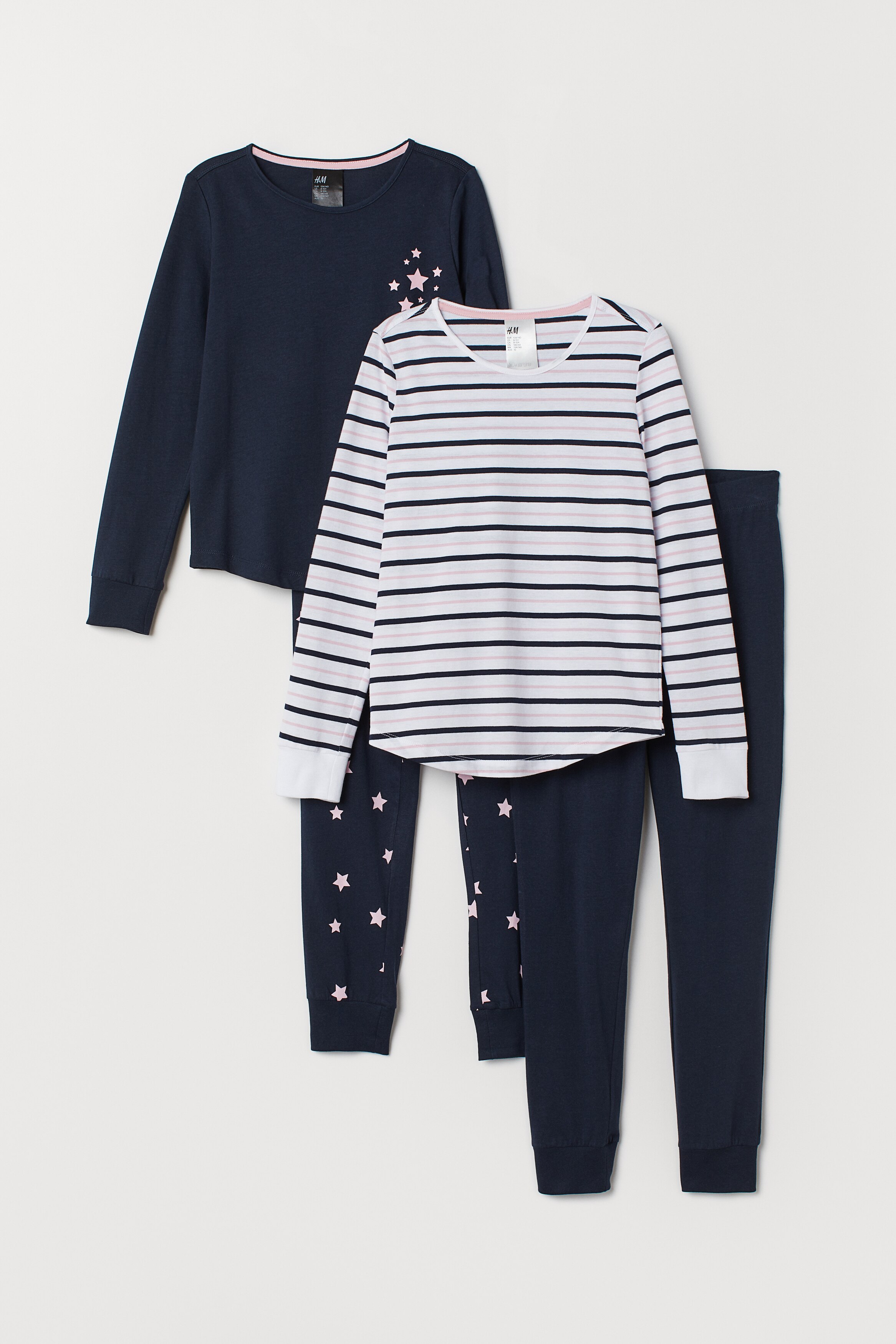 Blue Seven Mädchen Pyjama Set (2er Pack) – Gestreift, Bio-Baumwolle, Kurzarm