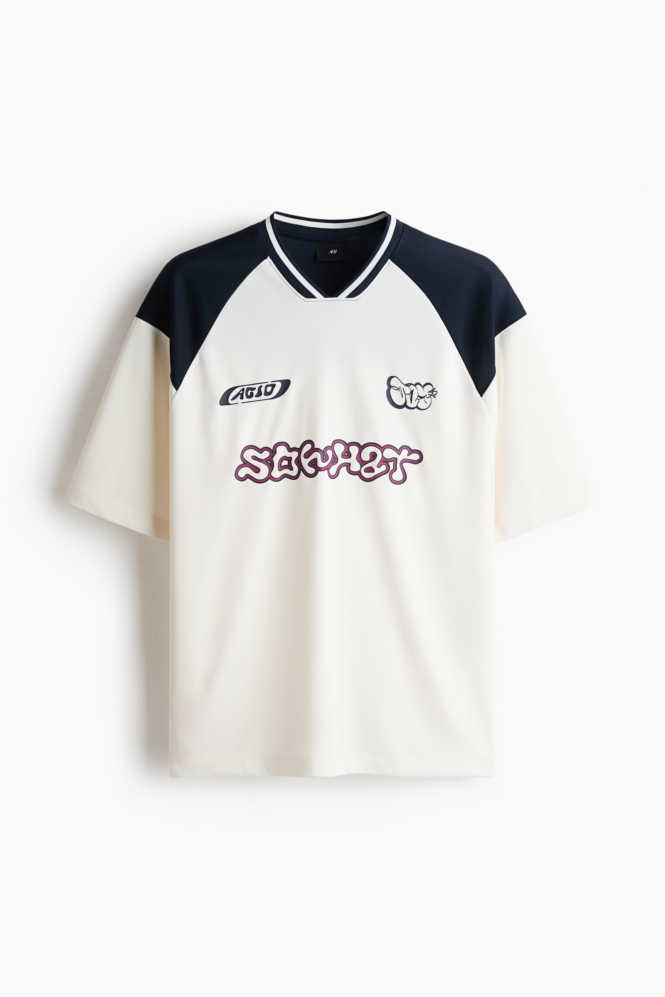 ルーズフィット プリントメッシュTシャツ - ホワイト／So what/ブルー／Paradox