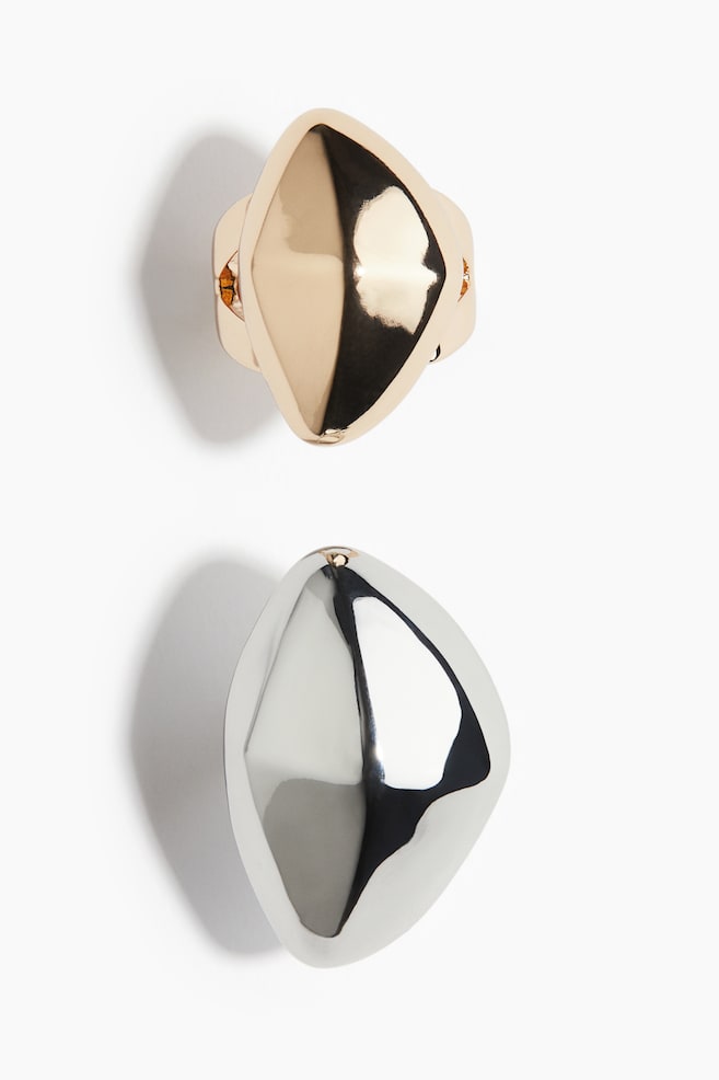 2-pack asymmetric rings - Gold-coloured/Silver-coloured - 1