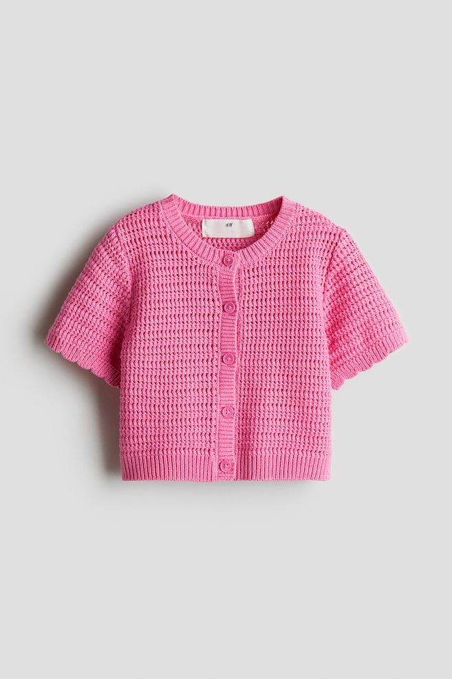 Ajourgebreid vest - Roze/Felrood - 1