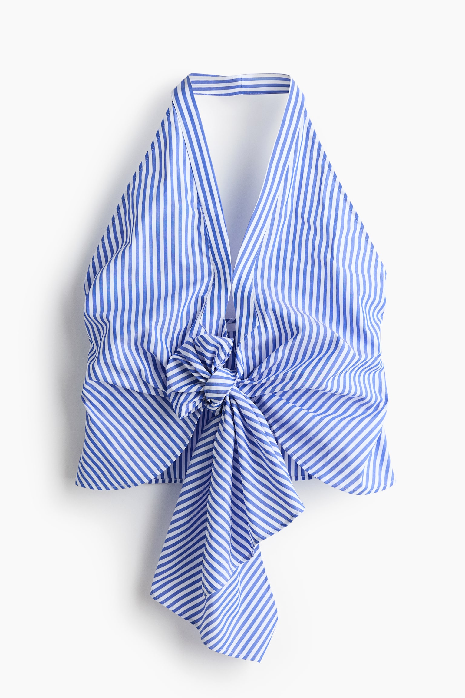 Knot-detail halterneck top - Blue/Striped - 1