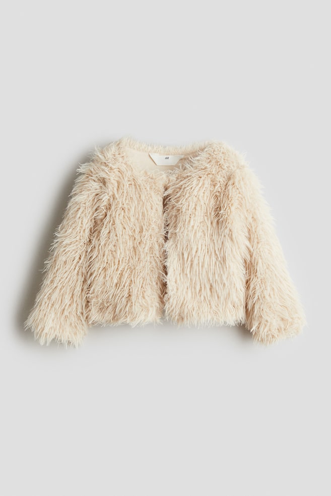 Fluffy cardigan - Light beige/Black - 1