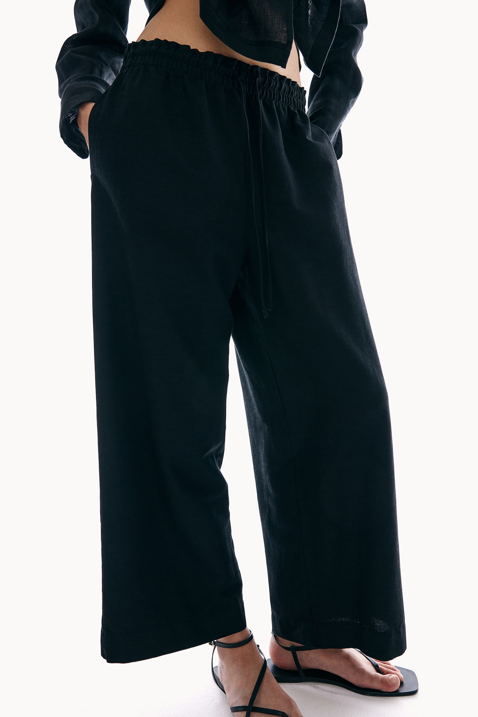 Linen Blend Pants - Black/Blue/Navy blue/White/Brown/Light beige - 7