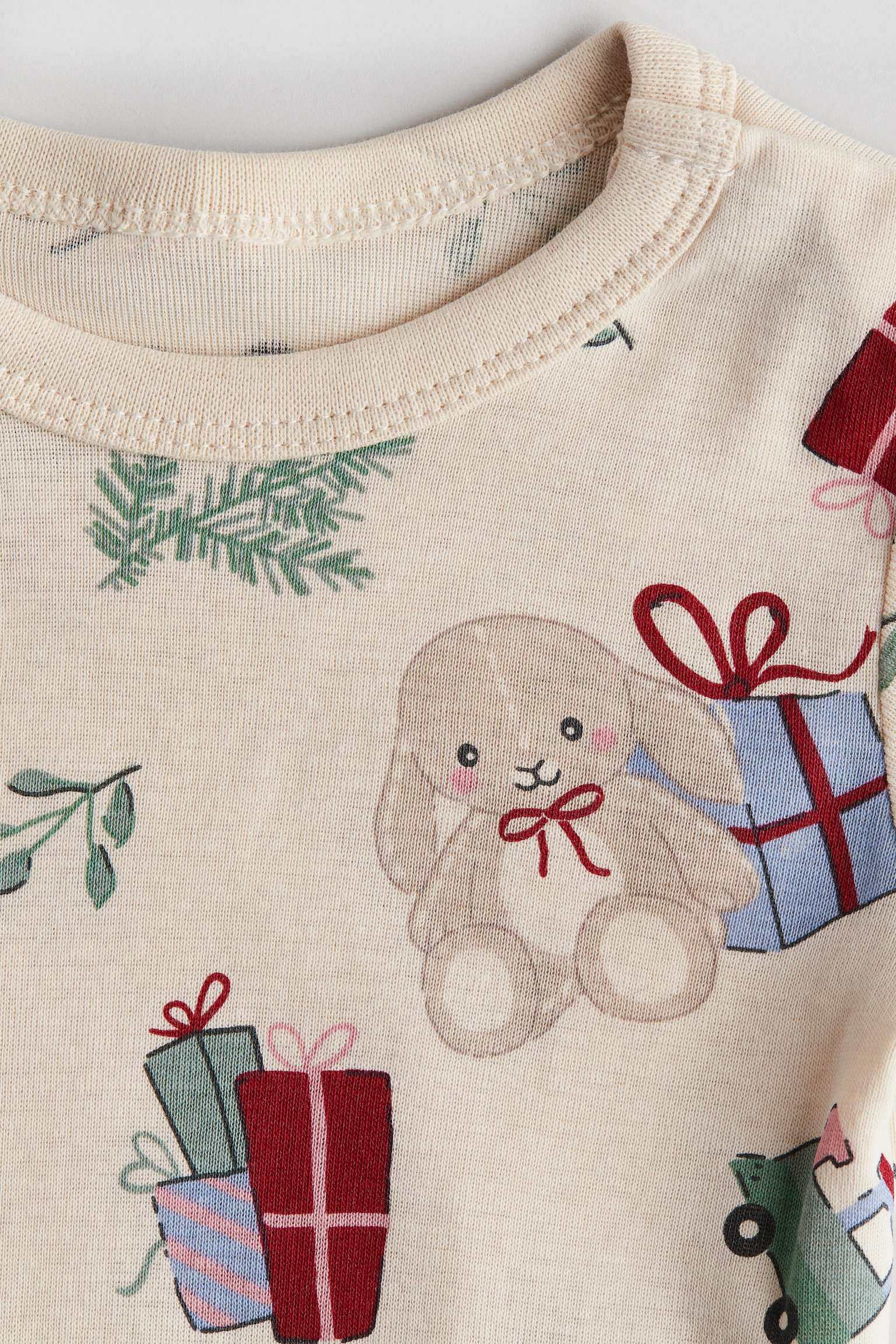 Long-sleeved bodysuit - Light beige/Christmas motifs/Light beige/Striped/Beige/Leopard-print/White/Cherries/Light beige/Dogs/Light pink/Hearts/Dark grey/Bows/Cream/Bows/Light beige/Dinosaurs/Dusty green/Vehicles/Dark grey/Teddy bear/Brown/Animals/White/Floral - 2