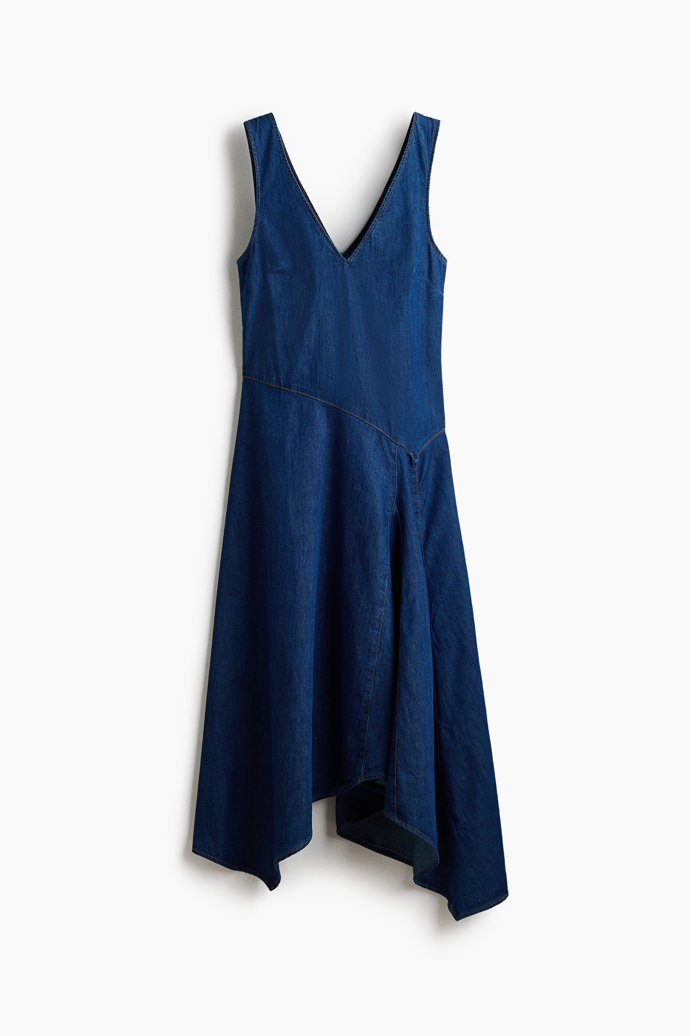 Denim Handkerchief Dress - Dark denim blue