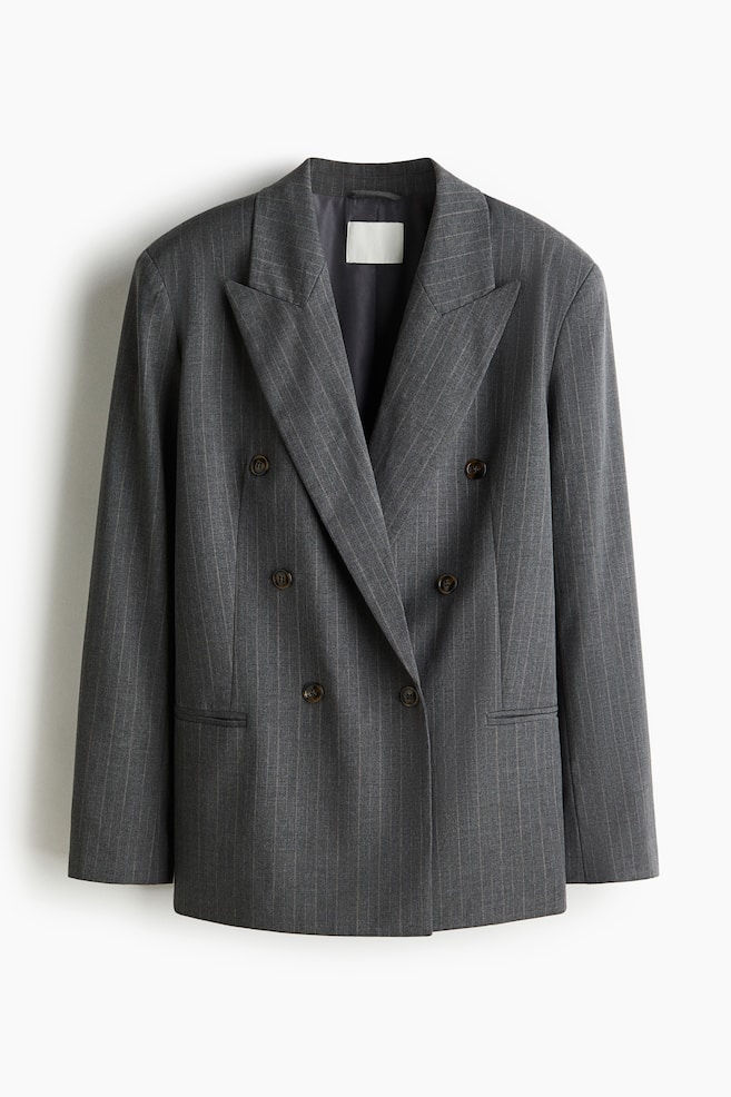 Double-breasted blazer - Grey/Pinstriped - 1