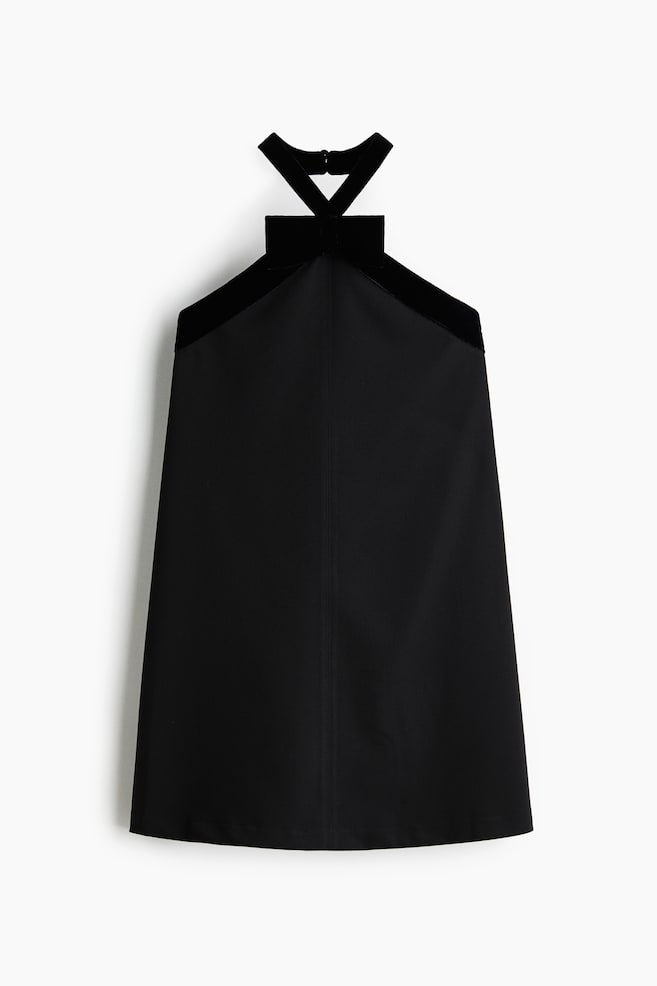 Bow-detail halterneck dress - Black - 1