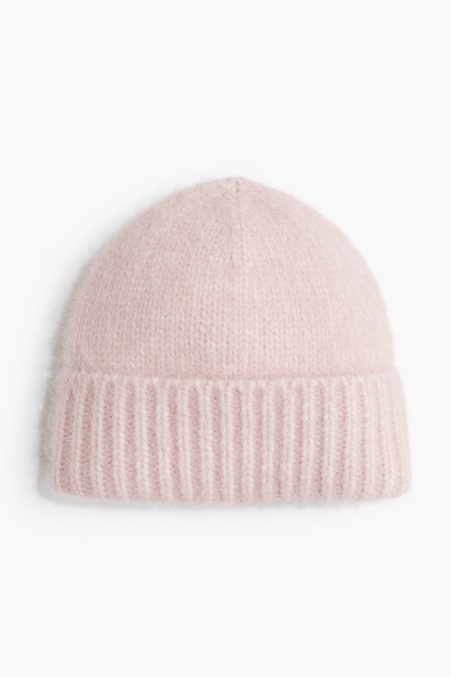 Gestrickte Beanie - Hellrosa/Cremefarben/Schwarz/Mattrosa - 1
