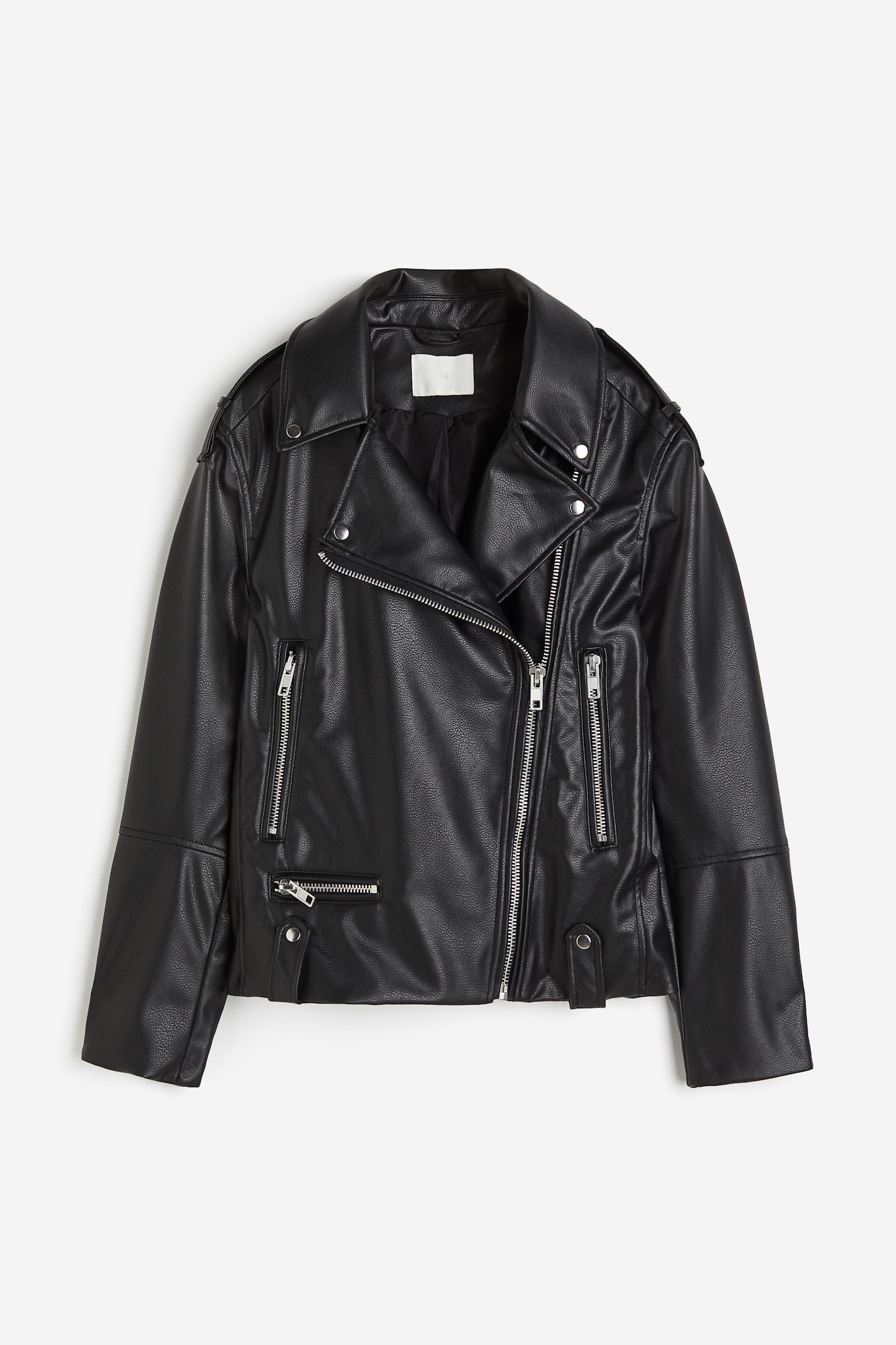 Coated Biker Jacket - Black - 2