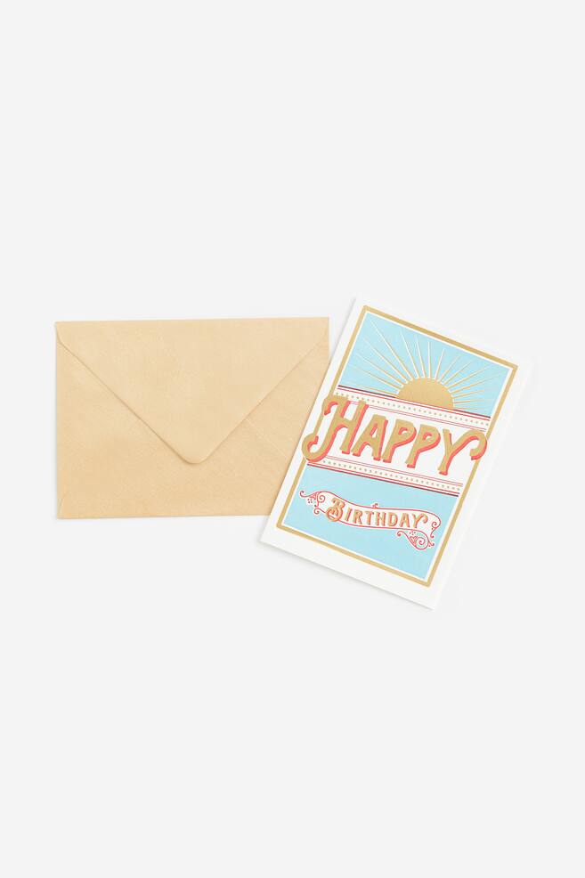 Greeting card with envelope - Light blue/Sunburst/Yellow/Flowers/Yellow/Sunflower/White/Mama Bear/dc/dc/dc/dc - 1