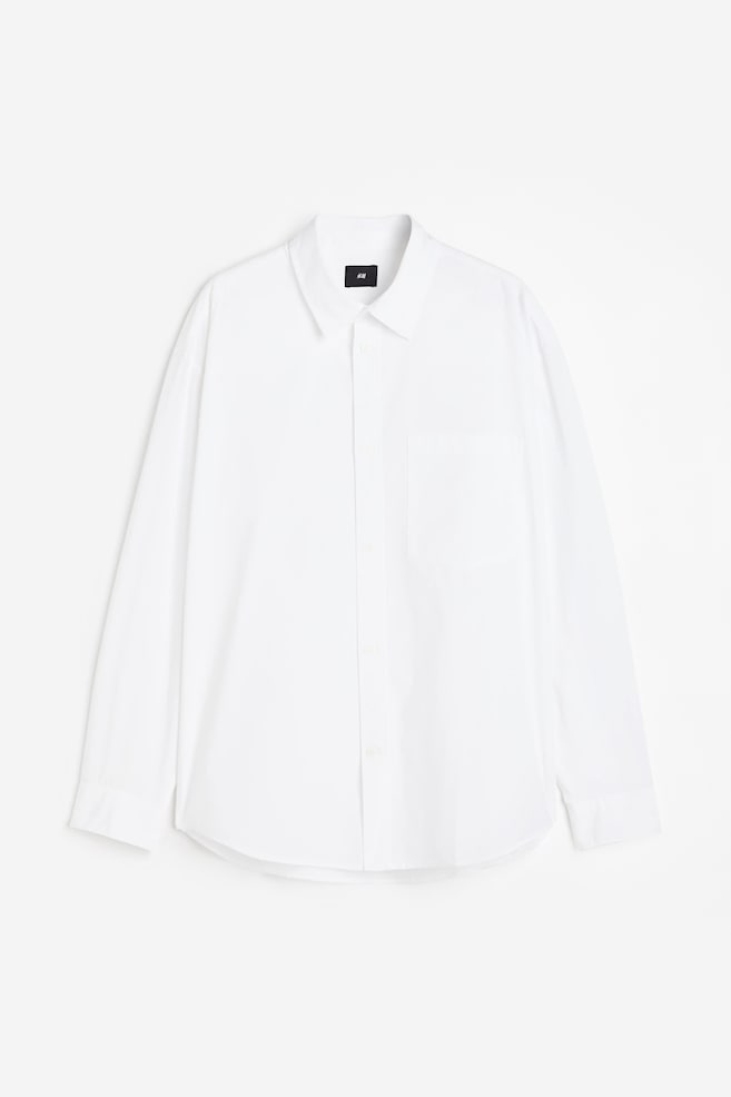Skjorte i poplin Oversized Fit - Hvid/Lysegrøn/Stribet/Beige/Palmer - 2